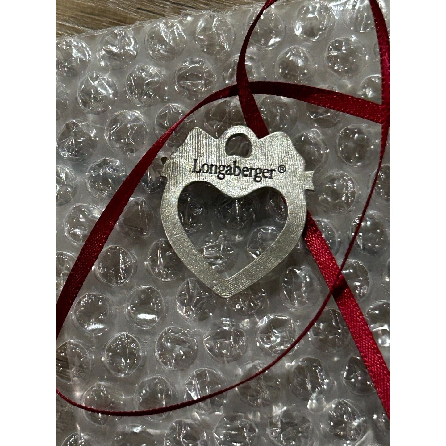 Longaberger Sweetest Heart Tie On NEW Pewter Valentines ornament