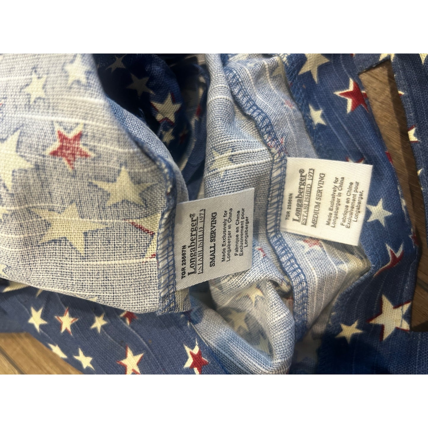Longaberger Small & Medium Serving Basket Liners in American Starburst patriotic