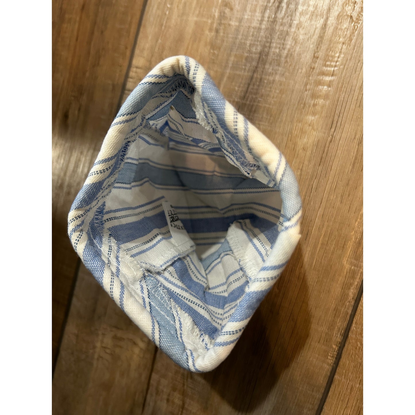 Longaberger CHIVES Basket Liner VINTAGE TICKING BLUE WHITE STRIPE Fabric