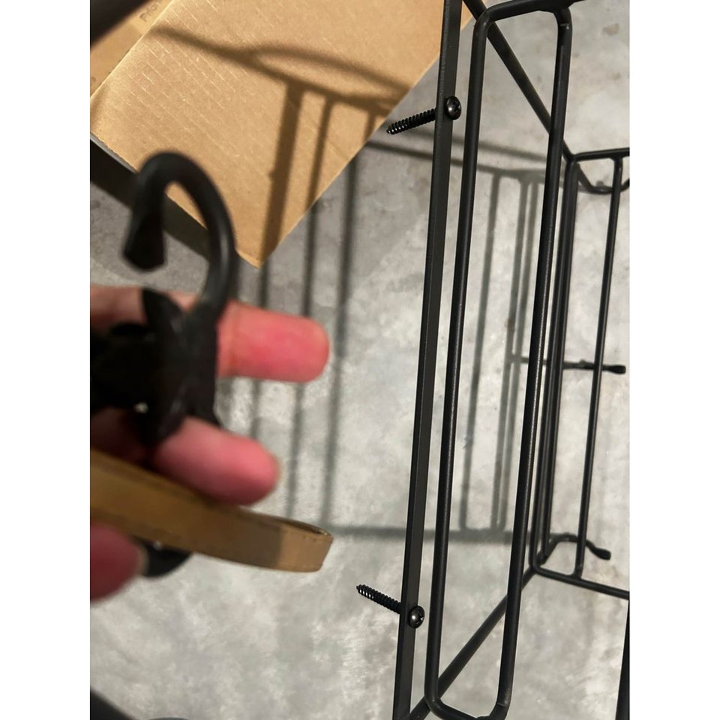 Longaberger Foundry Wrought Iron Envelope Basket Rack with 3 Hooks Made in USA