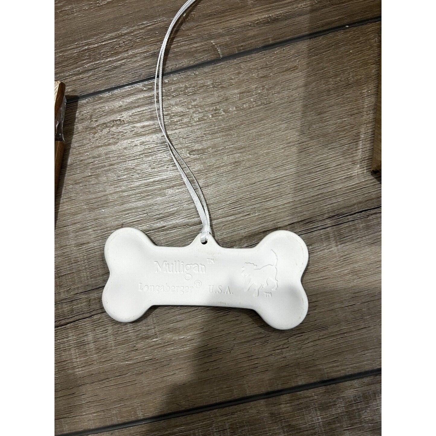 LONGABERGER Give the Dog a Bone Basket Tie On GREEN - Mulligan CERAMIC
