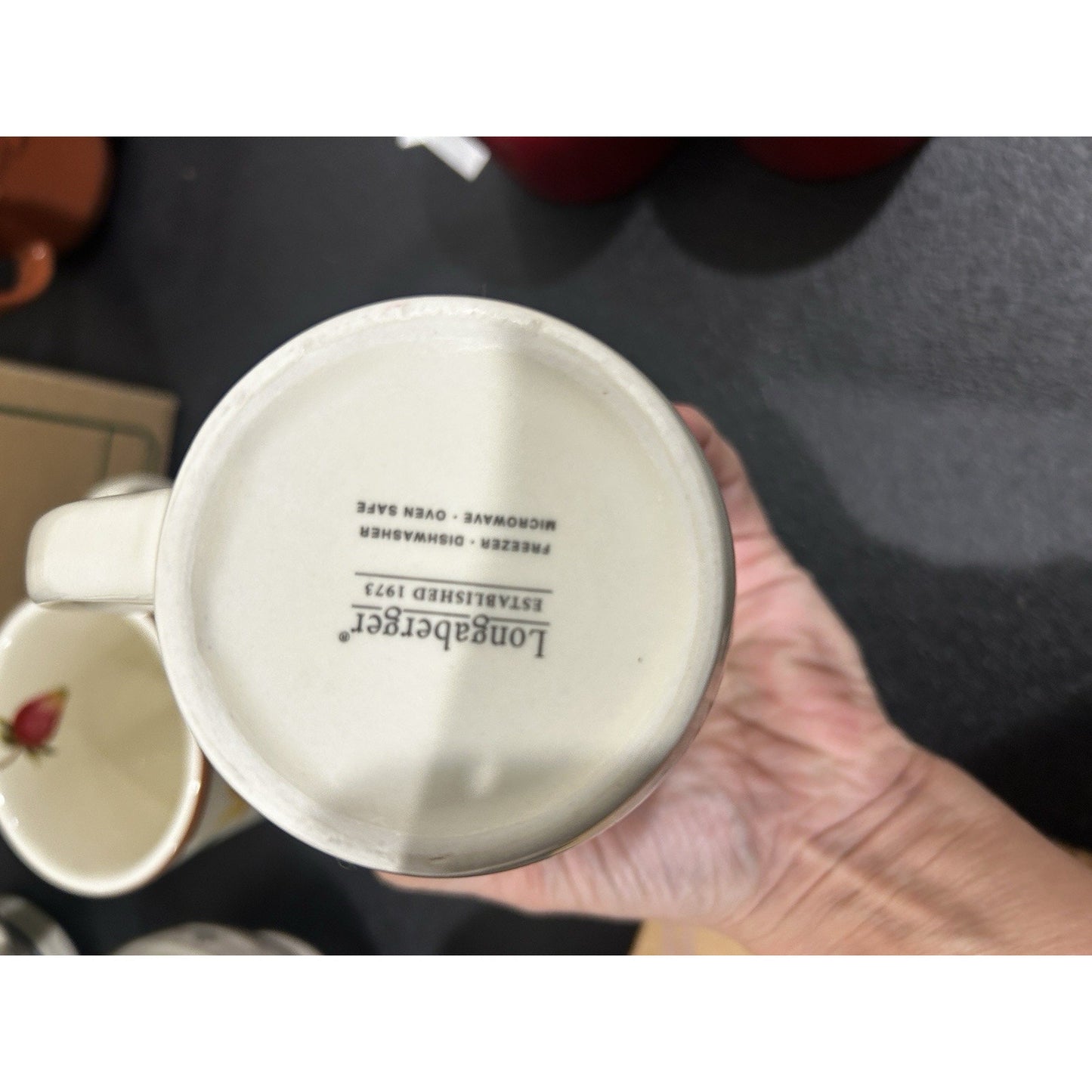 Longaberger Basket Pottery MUGS Fruit Medley Coffee Tea Cups Set Of 2