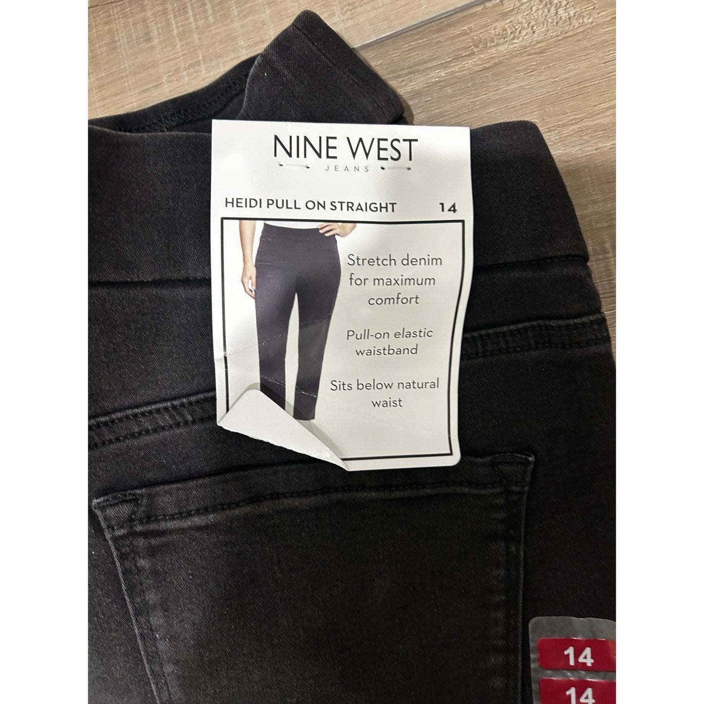 Nine West Women's Heidi Pull On Straight Pants Size 14 Black Jeans NEW Stretch