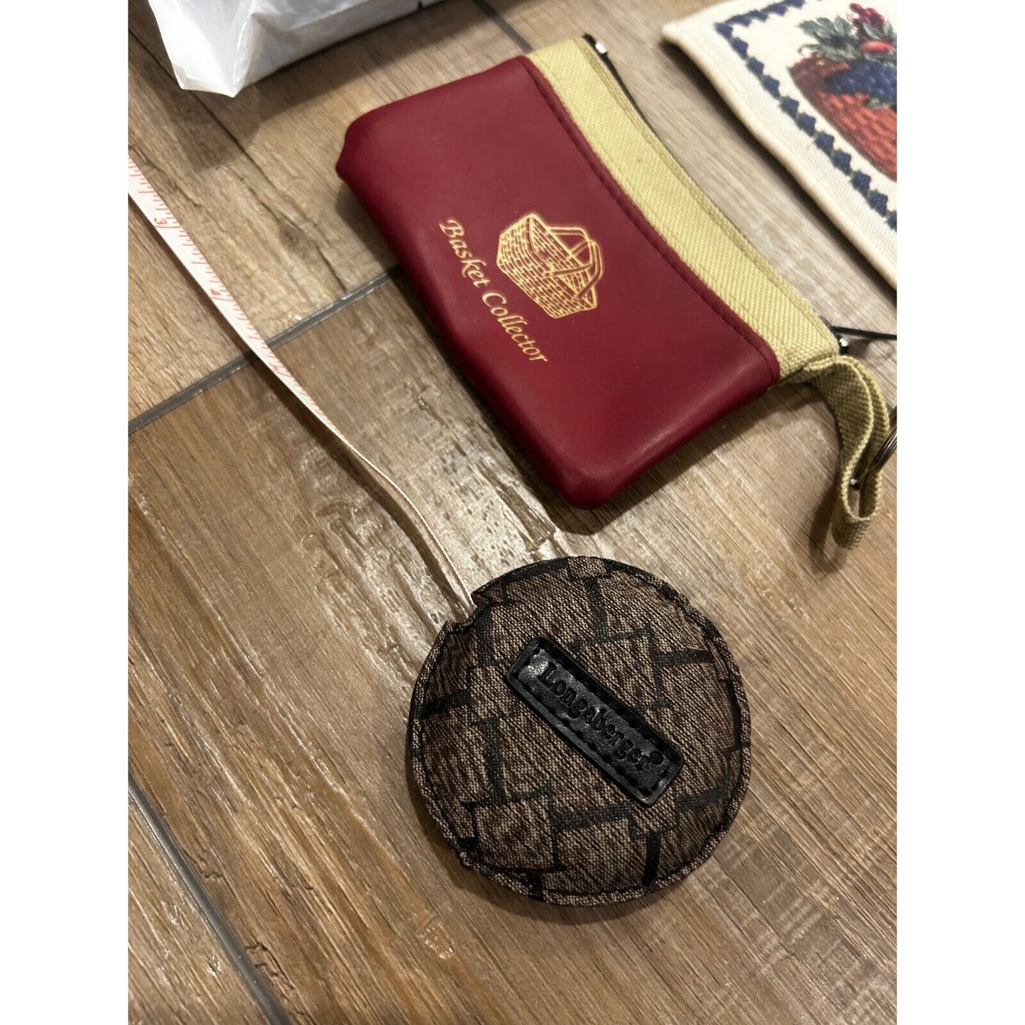 Humble Heart rain poncho Longaberger tape measure Basket collector coin purse