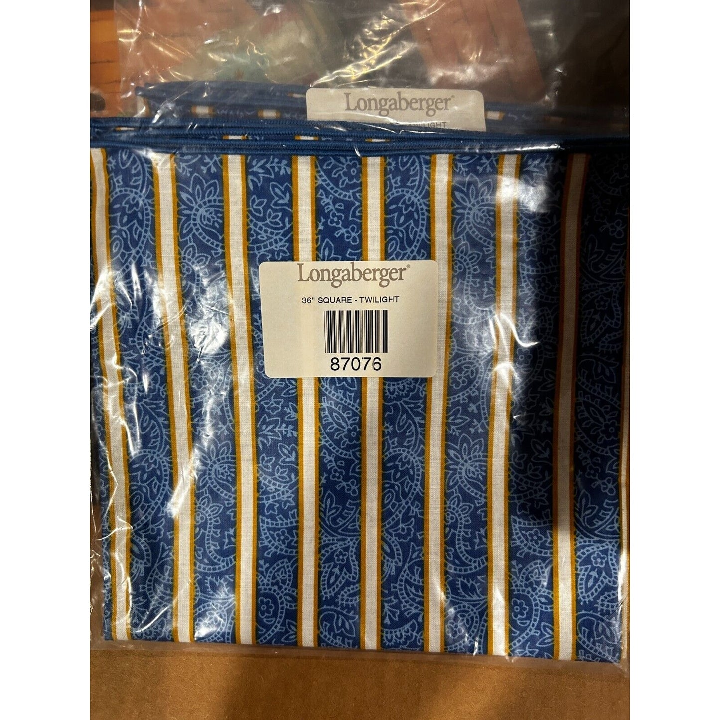 Longaberger Basket Twilight FABRIC SQUARE 36" inch Table cloth NEW blue paisley