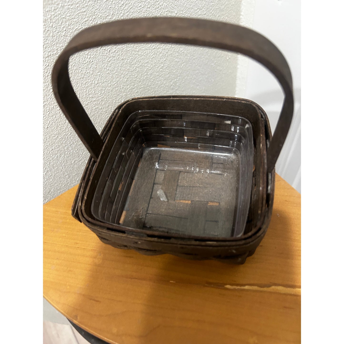 Longaberger Deep Brown Coaster basket & protector Square