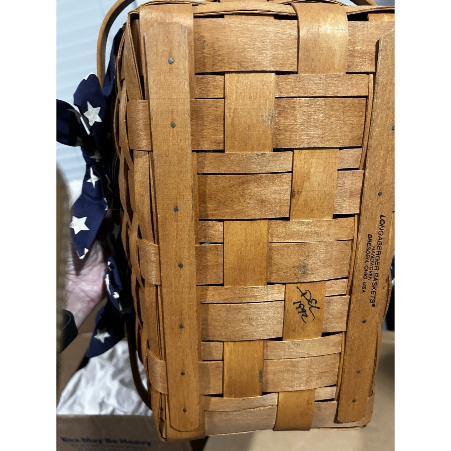 Longaberger 1992 All American Small Market Basket Stars & Stripes Liner Divider