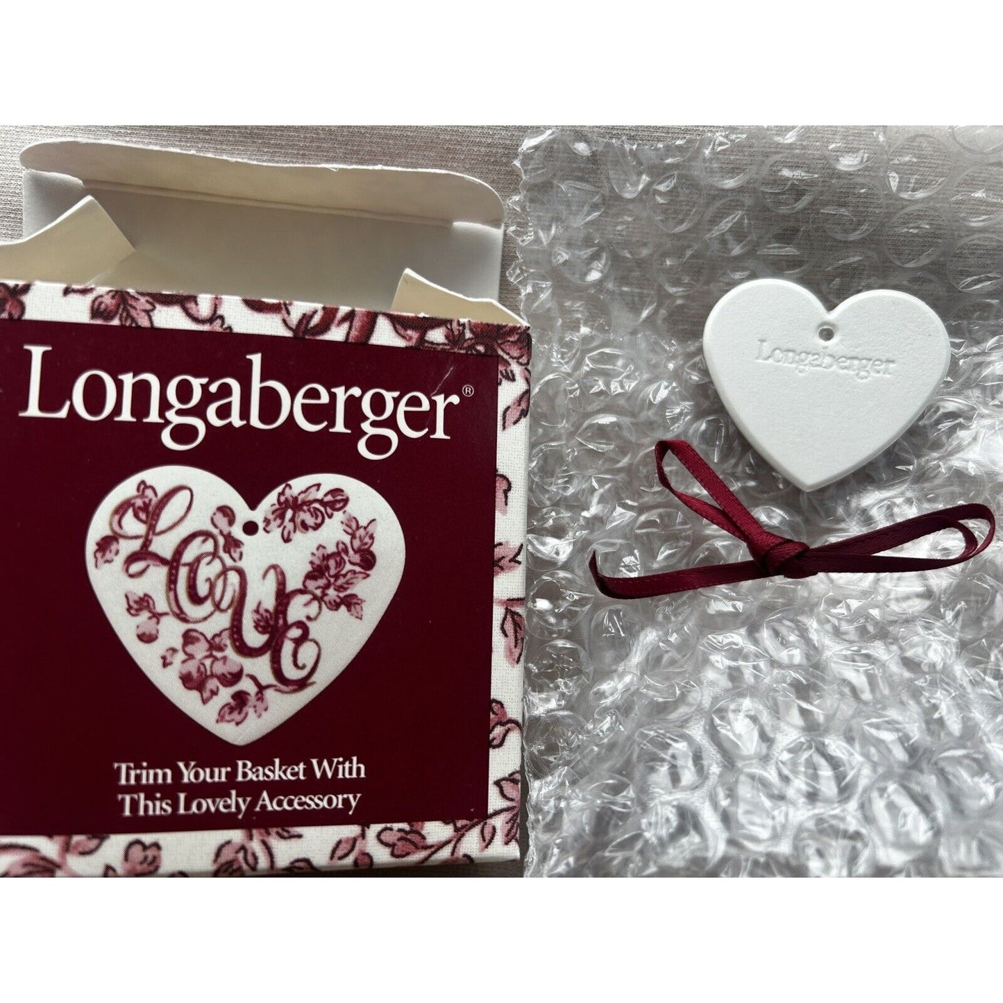 Longaberger Sweetheart Love Letters Basket Tie On NEW in box 1999 Heart