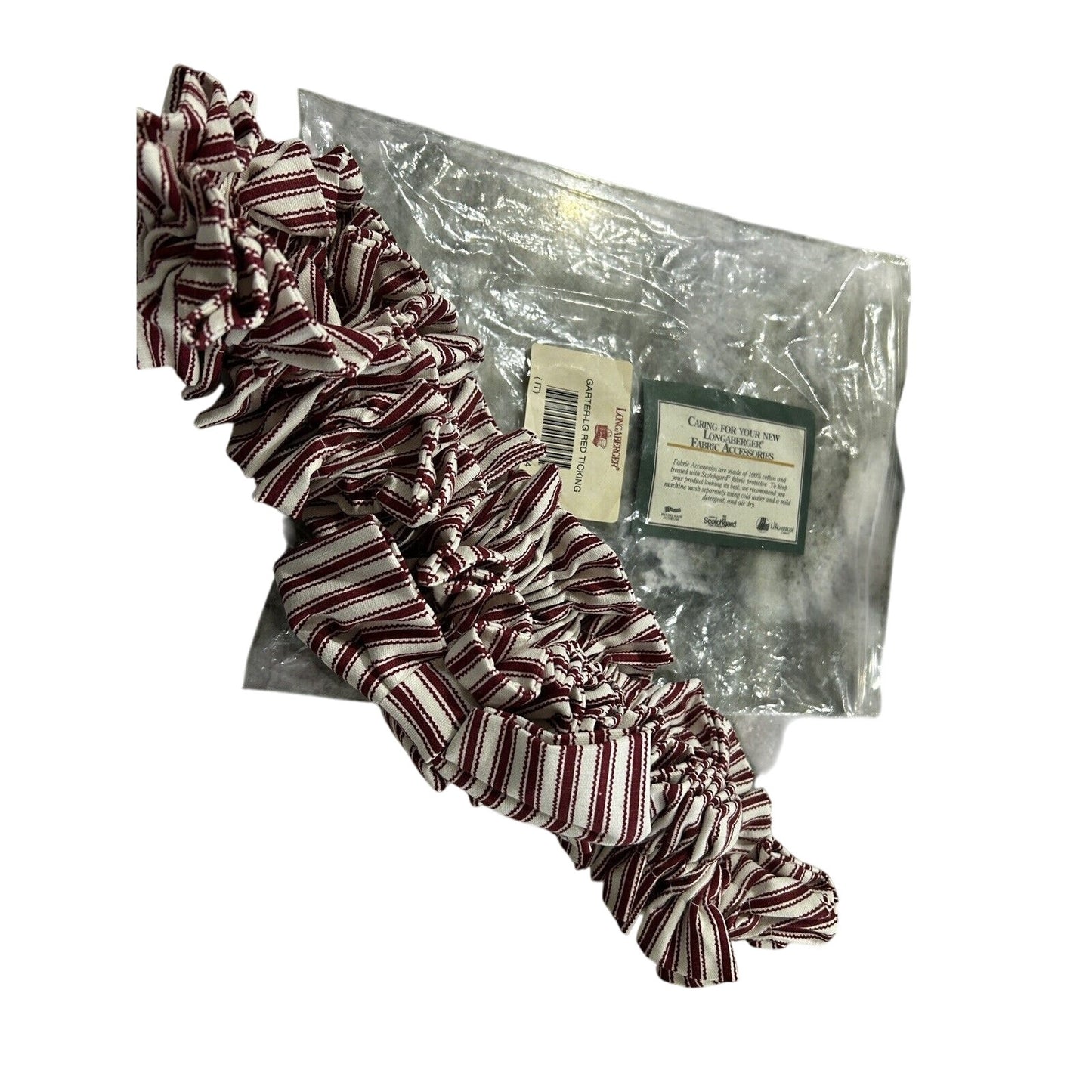 Longaberger Sweetheart Red Ticking X Large Fabric Basket Garter with Bow NEW