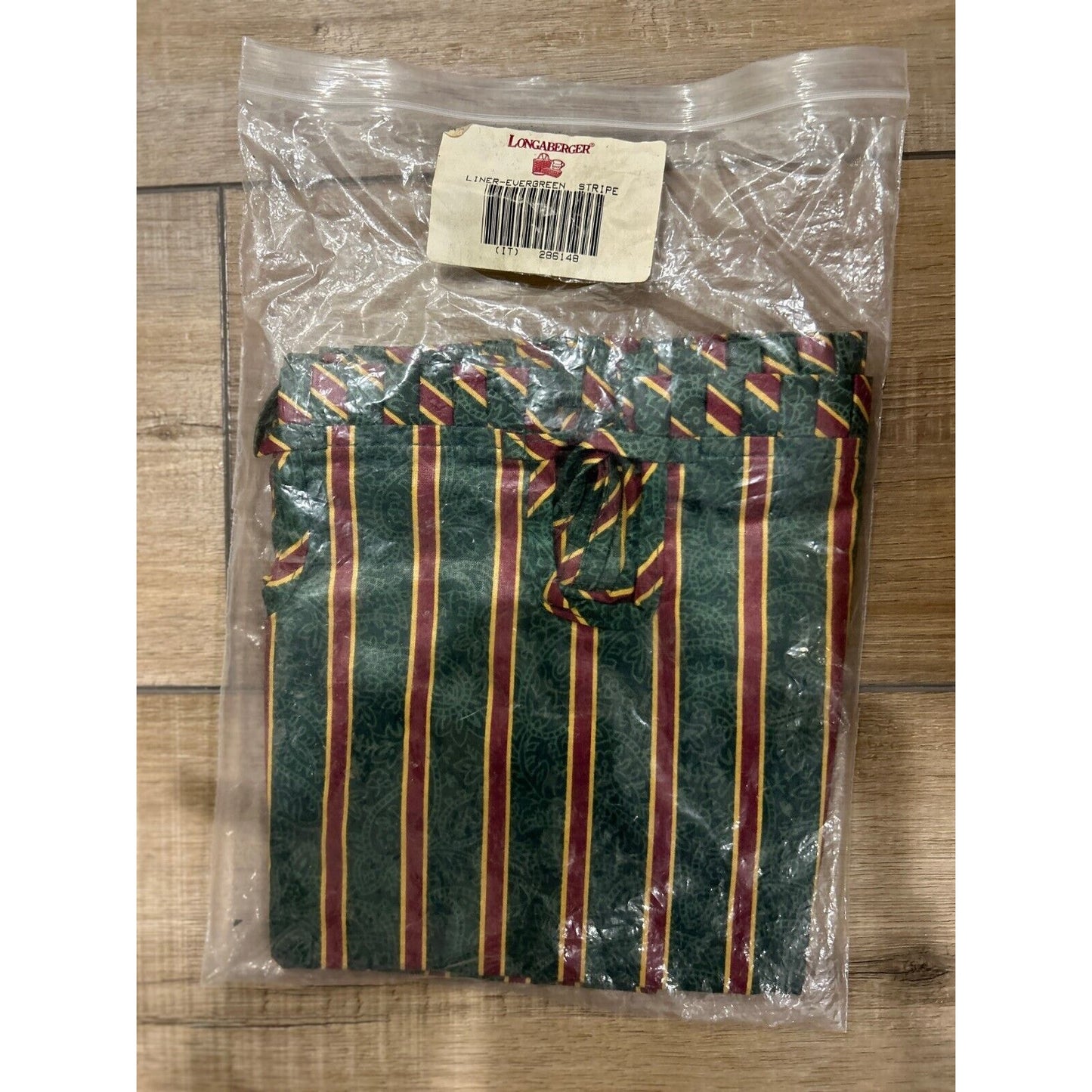 Longaberger Evergreen Basket Fabric Liner Imperial Stripe NEW green paisley