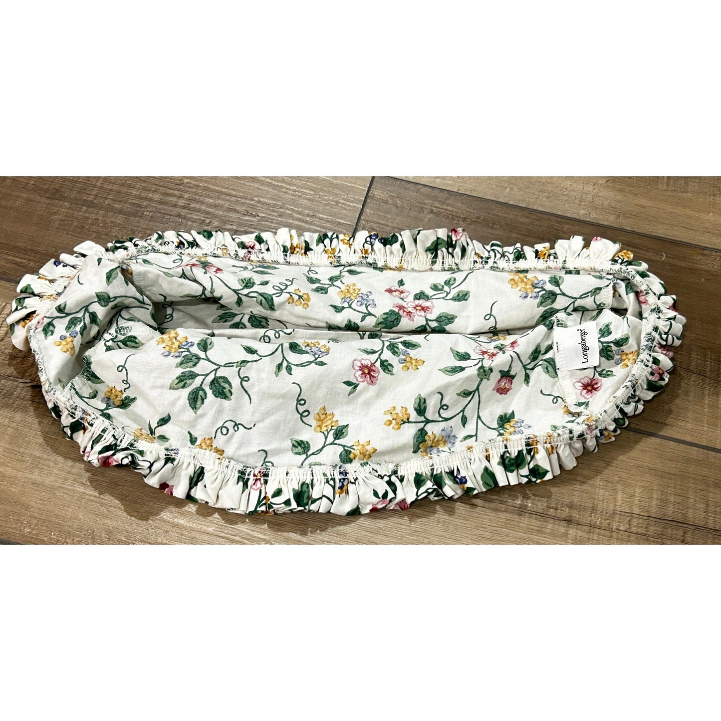Longaberger VANITY Basket Liner WHITE VINE FLORAL Fabric