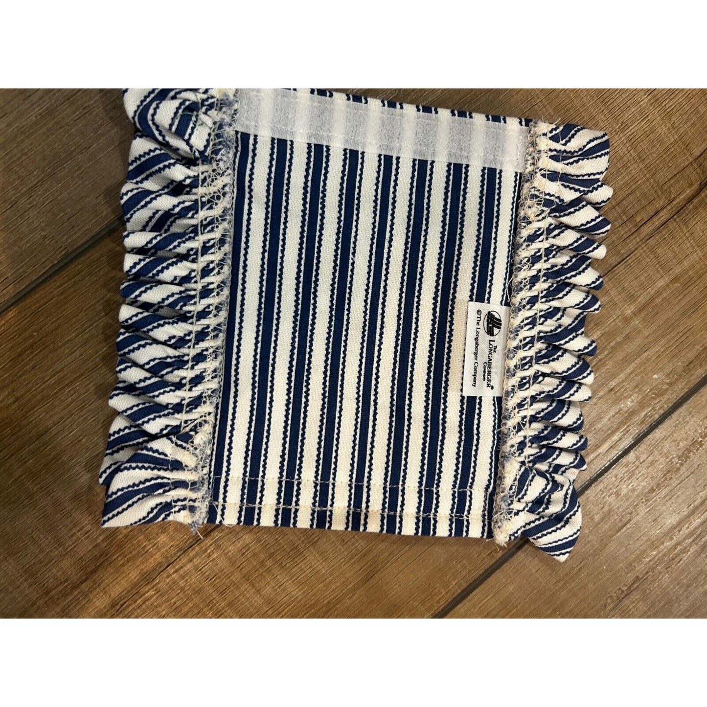 Longaberger Vintage Ticking Basket Handle Gripper Blue white stripe
