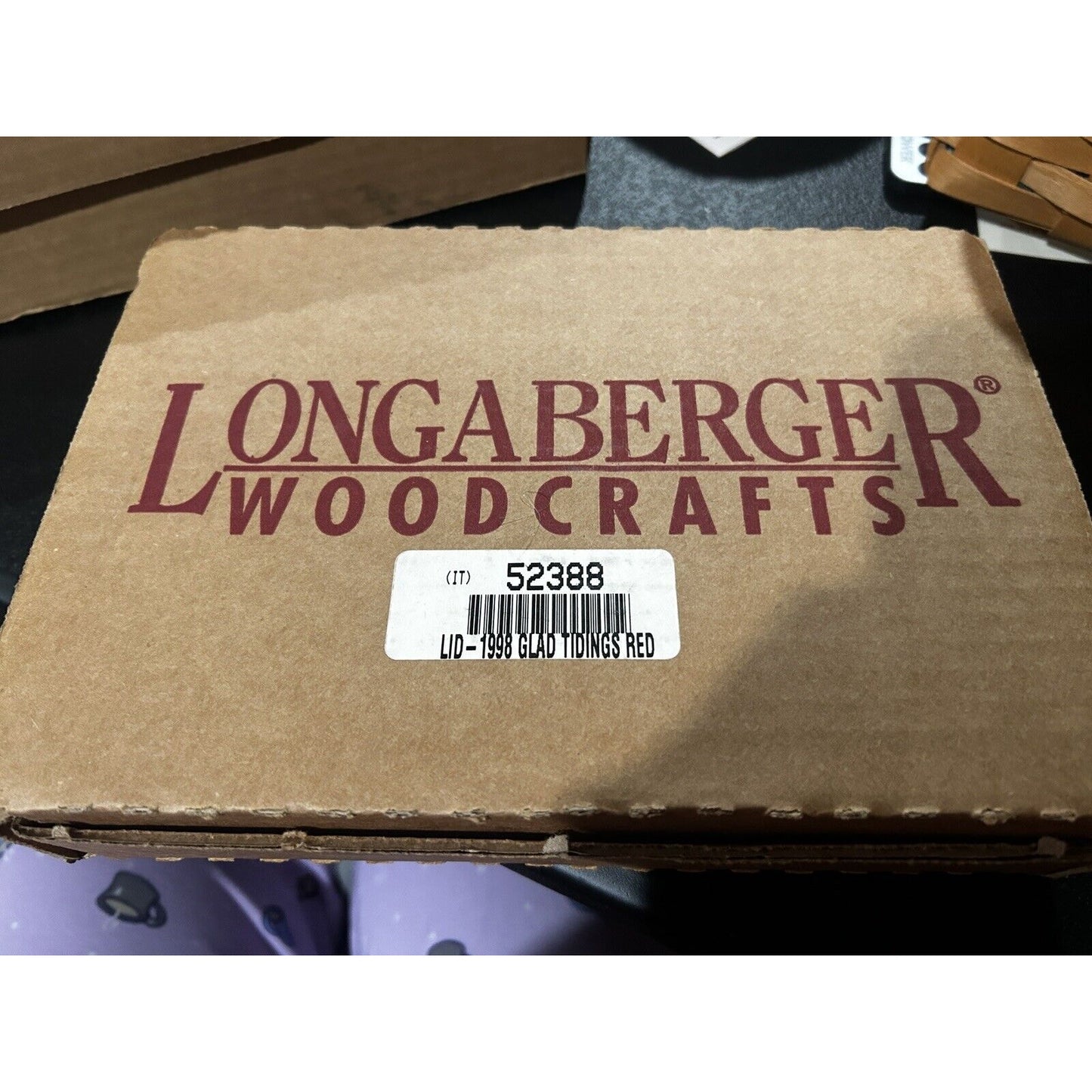 Longaberger Woodcrafts Glad Tidings Basket Lid RED knob NEW