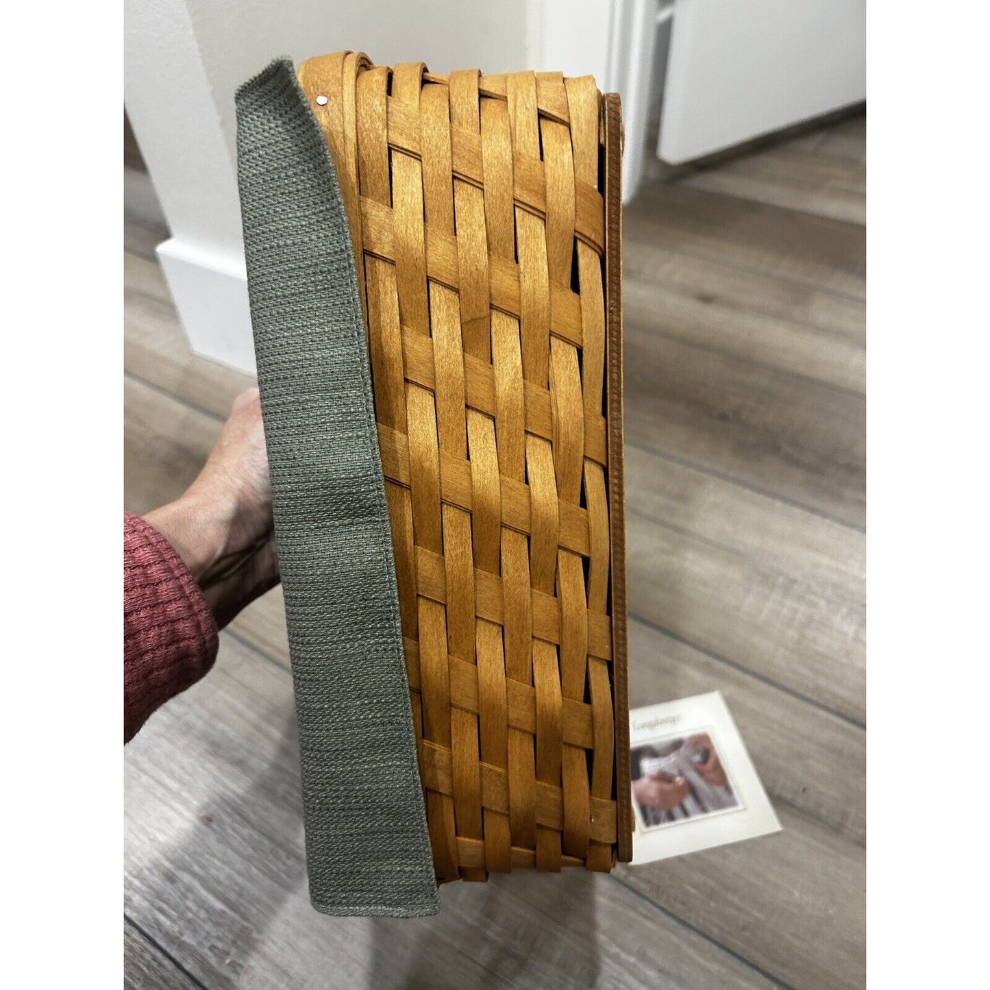 Longaberger Carry N Caddy Basket Sage green fabric liner RARE
