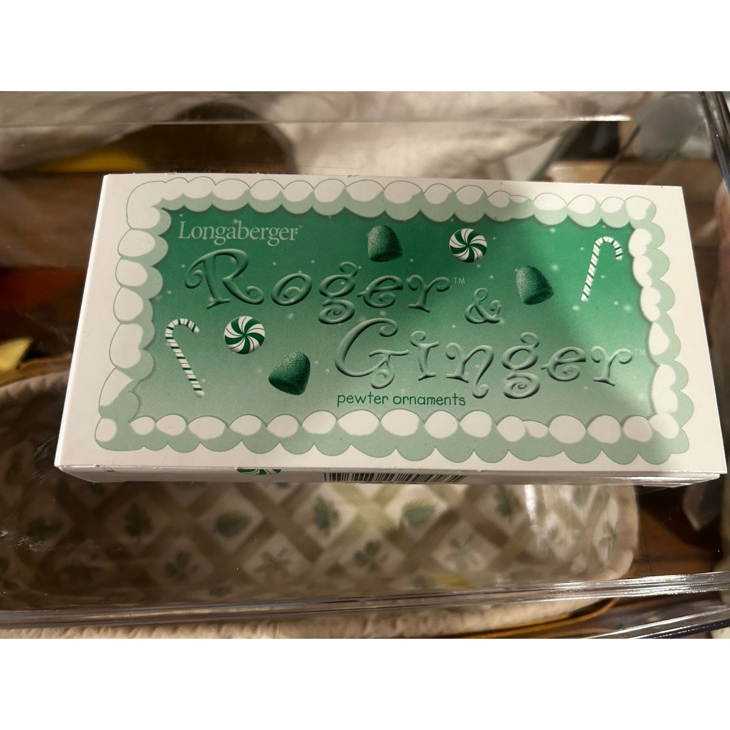 LONGABERGER Roger & Ginger PEWTER ORNAMENTS In Original Box Gingerbread Boy Girl
