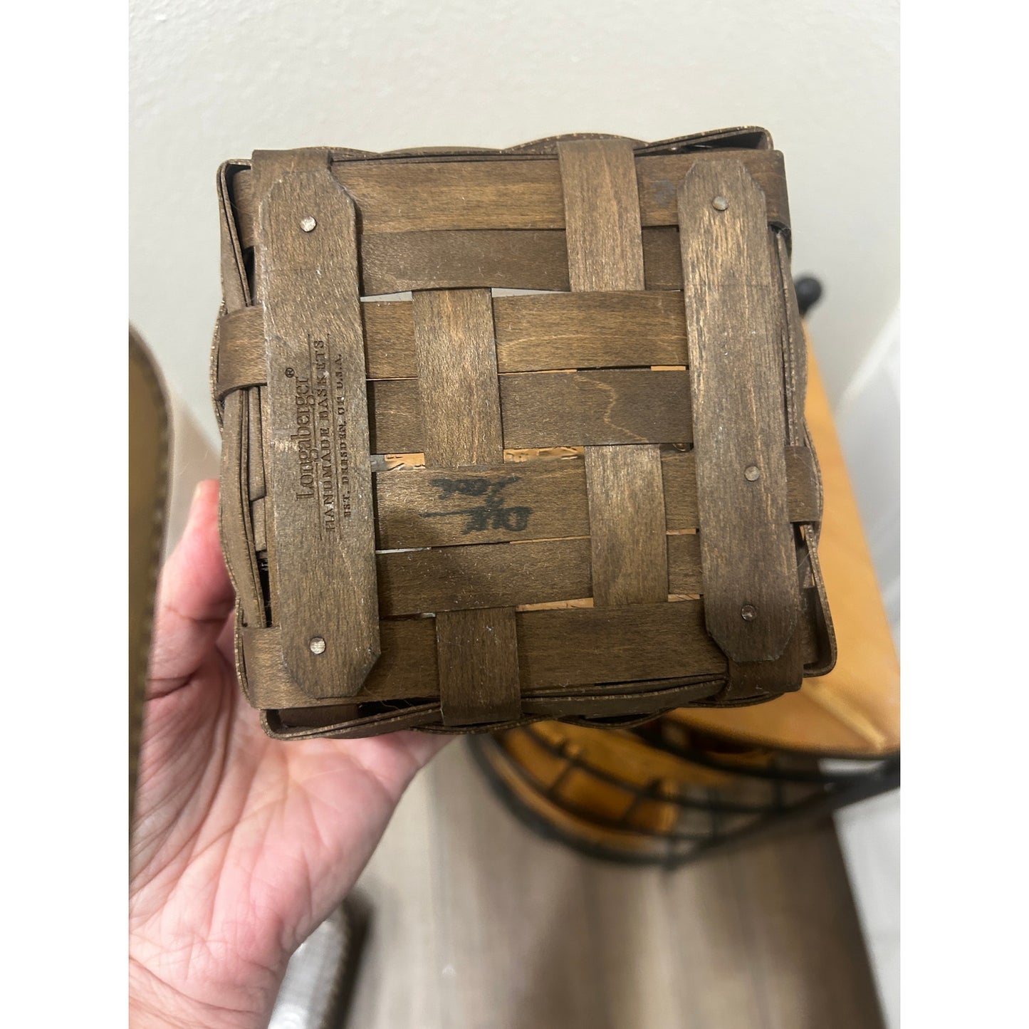 Longaberger Deep Brown Coaster basket & protector Square