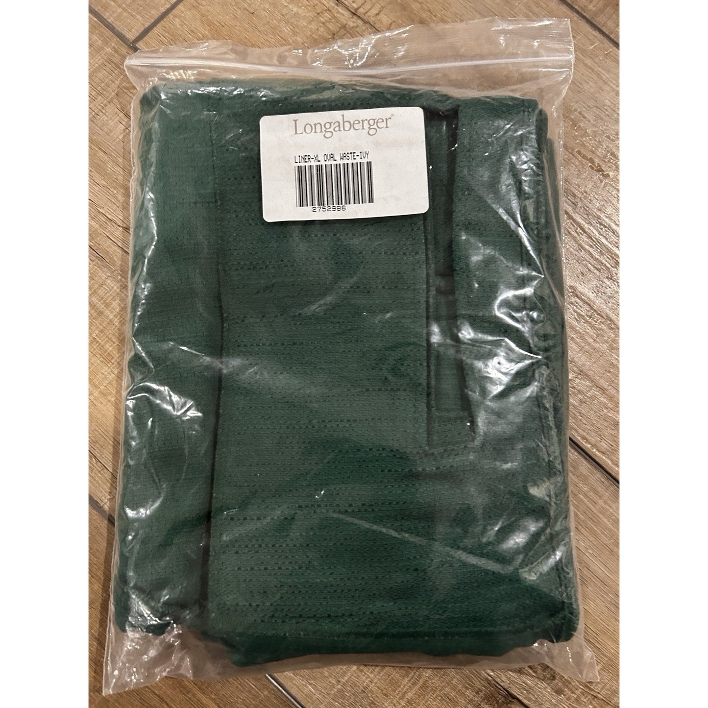 Longaberger XL OVAL WASTE Basket Liner IVY GREEN fabric NEW laundry