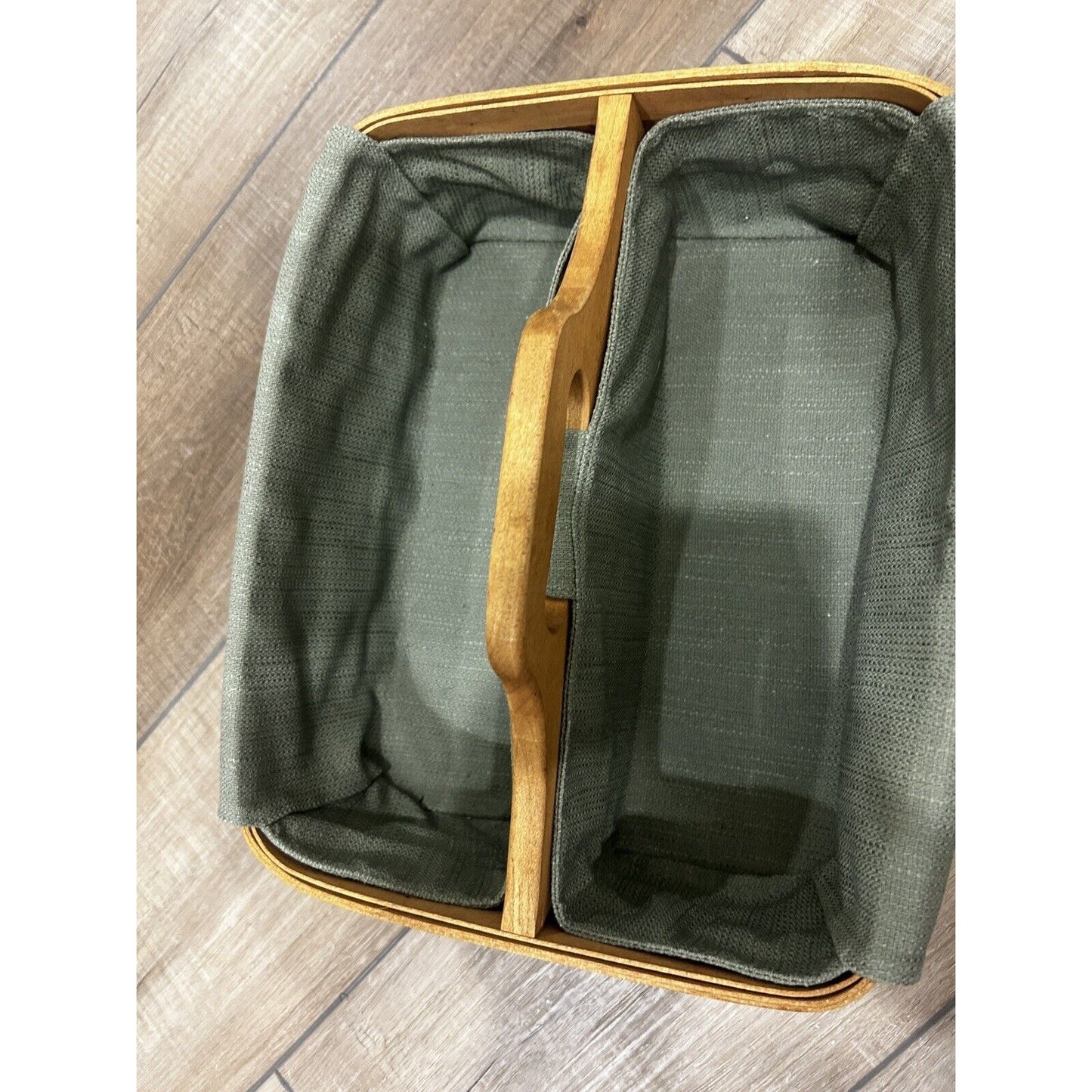 Longaberger Carry N Caddy Basket Sage green fabric liner RARE