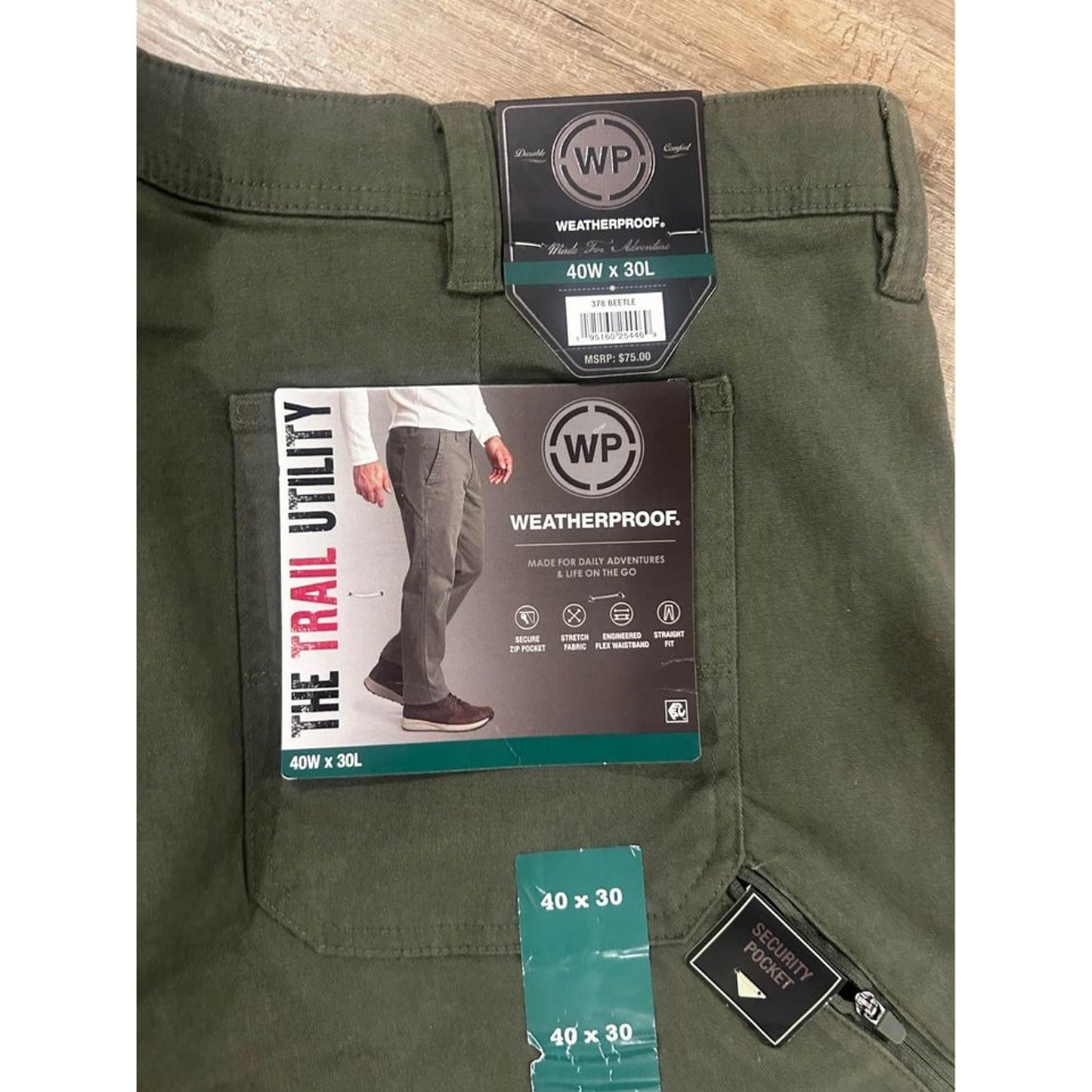 Mens Trail utility pants 40Wx30L NEW green
