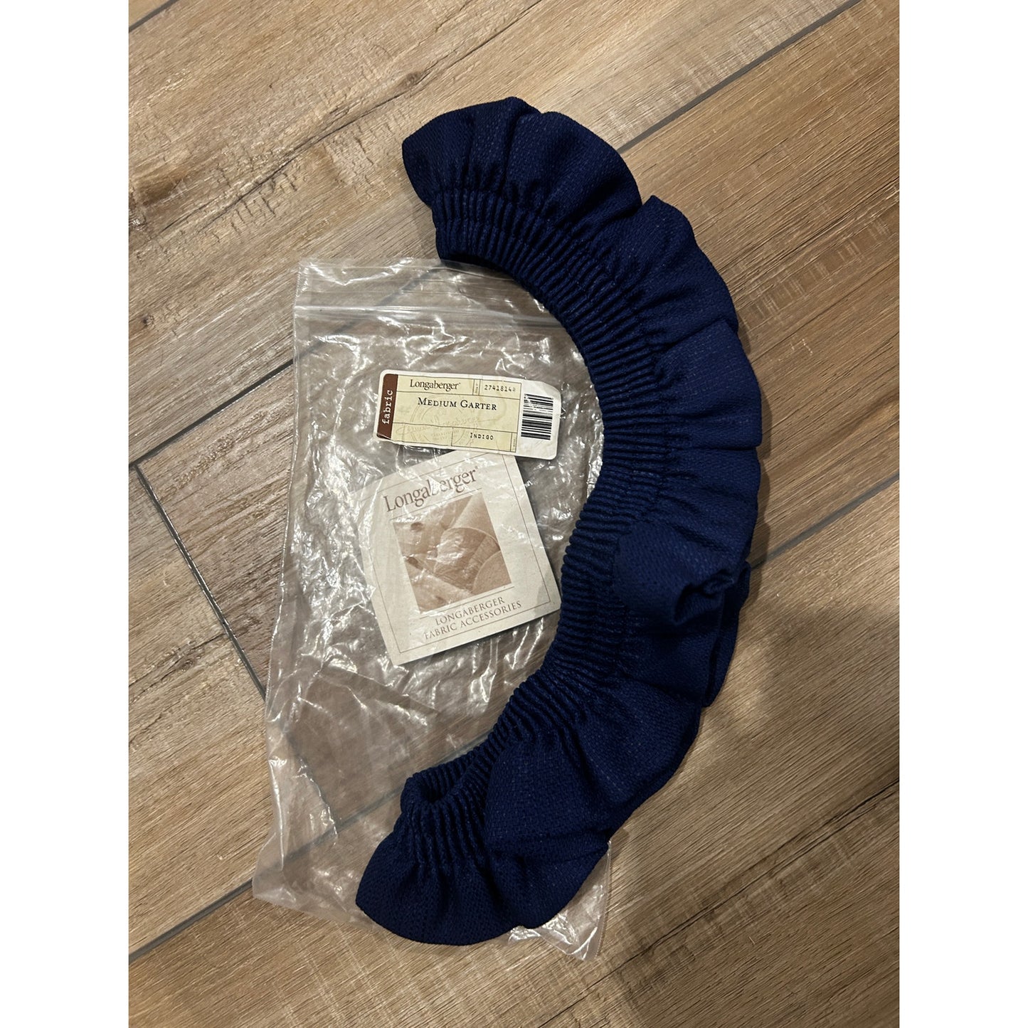 Longaberger Medium Basket Garter INDIGO navy blue Fabric NEW