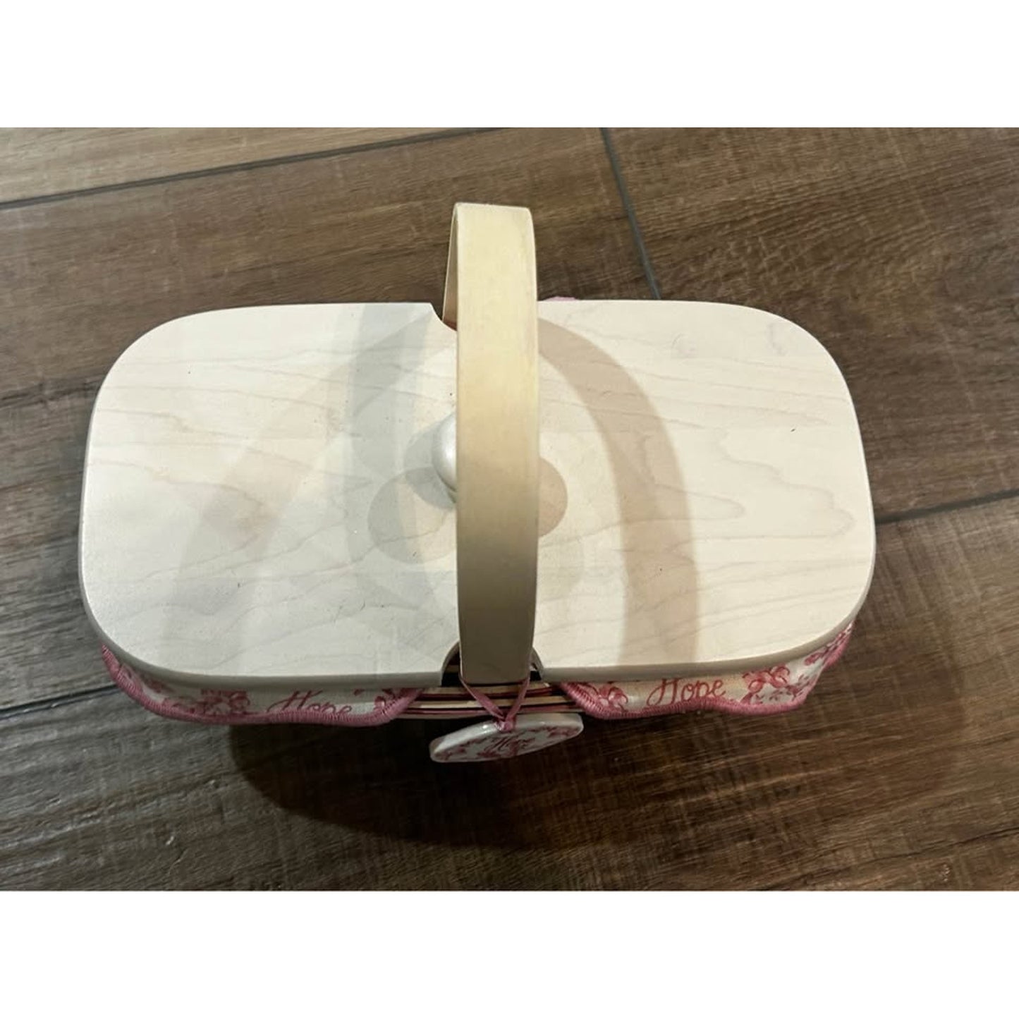 Longaberger Horizon of Hope Basket Whitewash & Pink with lid