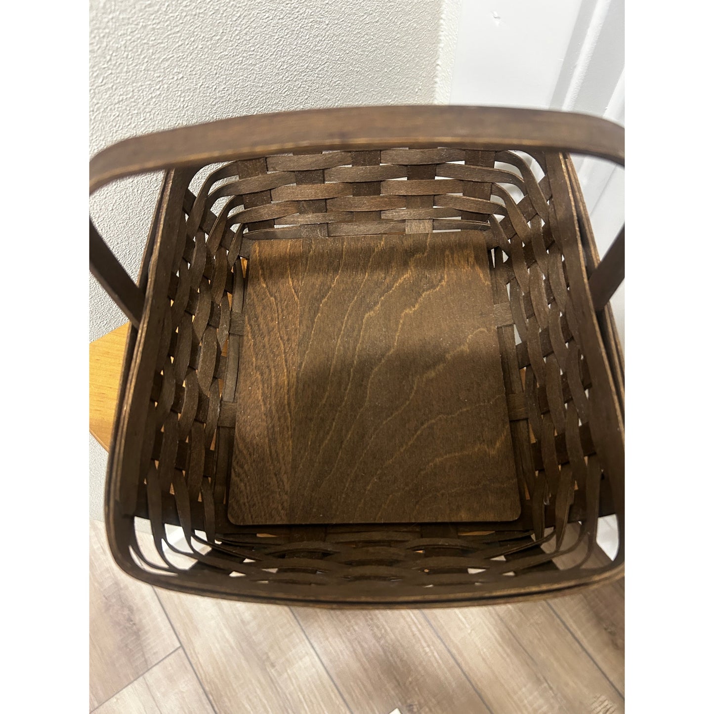 Longaberger Napkin basket Combo Khaki check liner & protector deep brown