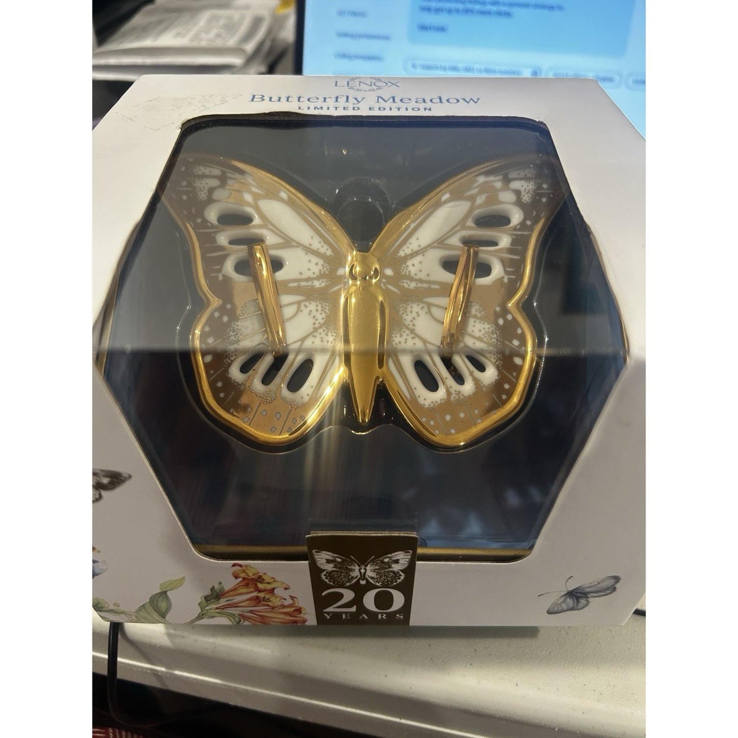 Lenox Butterfly Meadows Limited Edition Butterfly Gold Ornament In Box 5" NEW