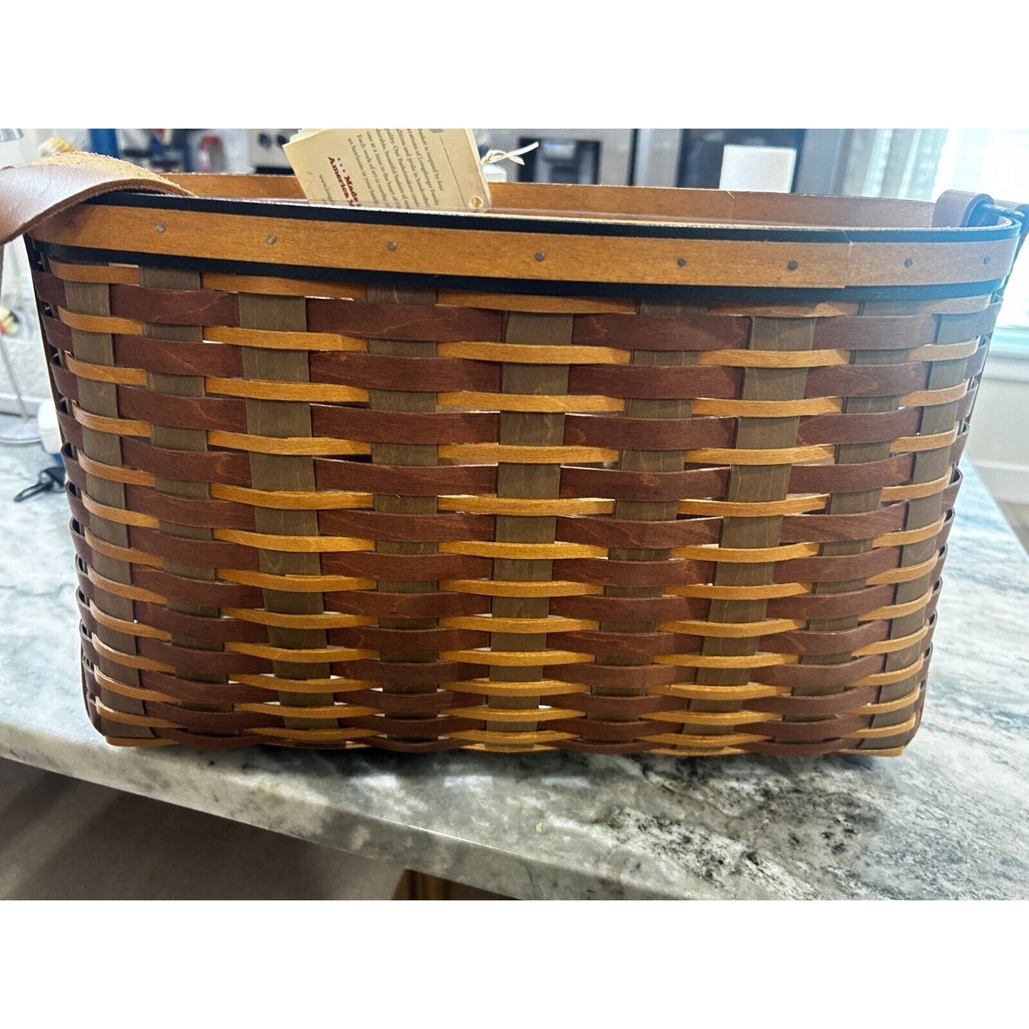 Longaberger Basket Chestnut Hostess Carry All tote shoulder purse leather strap