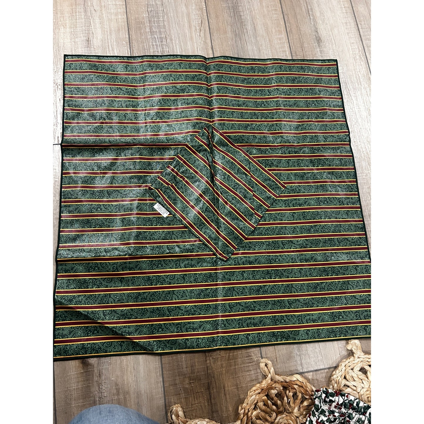 Longaberger BUFFET BRICK COVER Holly Imperial Stripe Fabric 24" square NEW