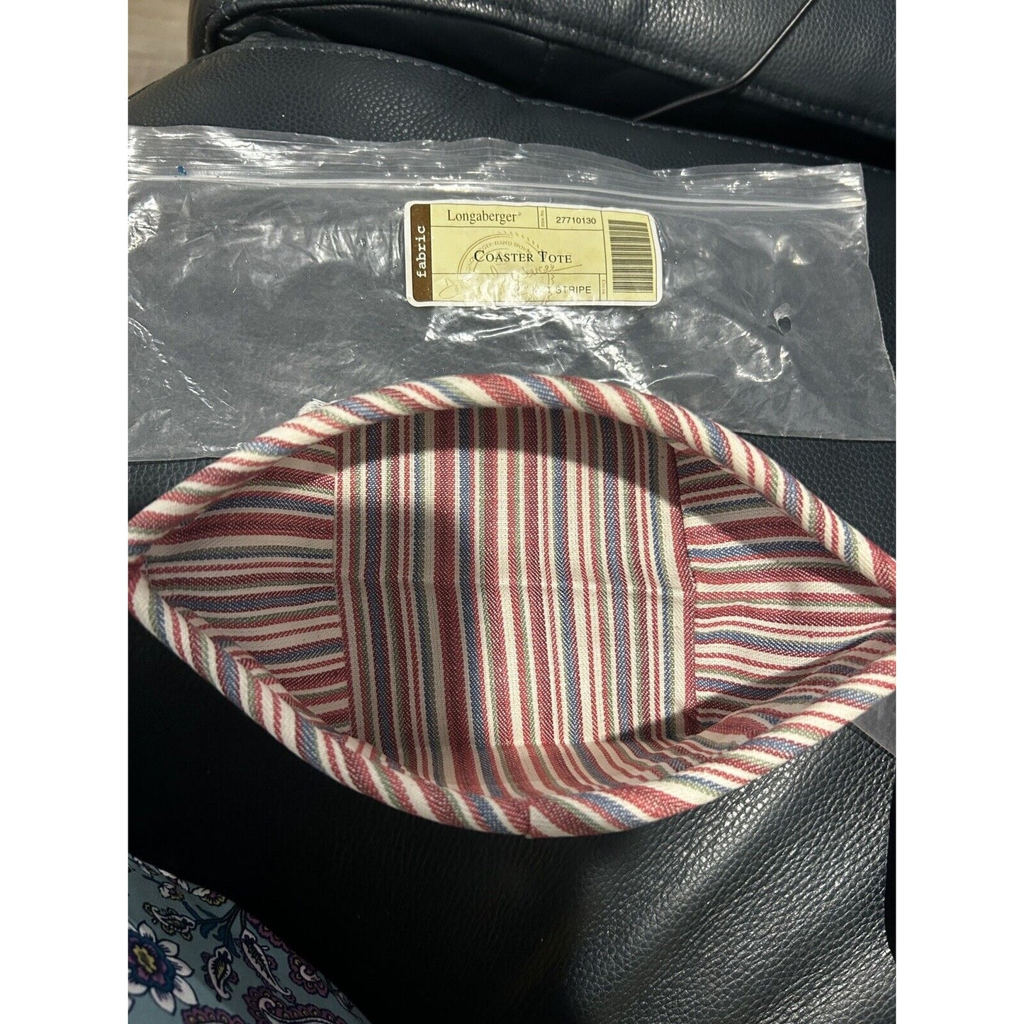 Longaberger Coaster Tote Tarragon Liner - Market stripe NEW
