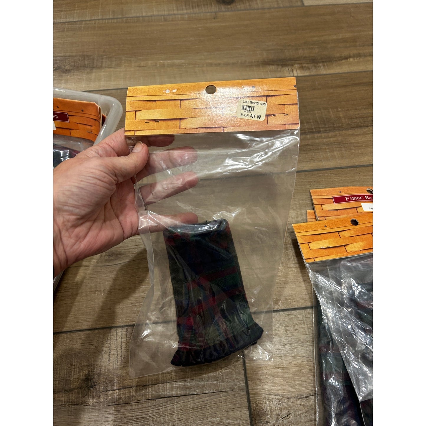 Longaberger TEASPOON Basket Liner CABIN PLAID Fabric NEW RARE