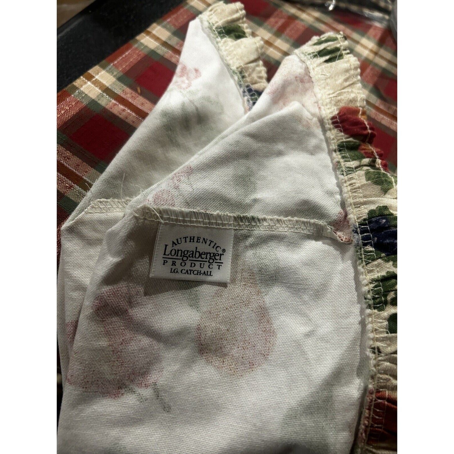 Longaberger Large Catch All Basket Fabric Liner Fruit Medley - OE