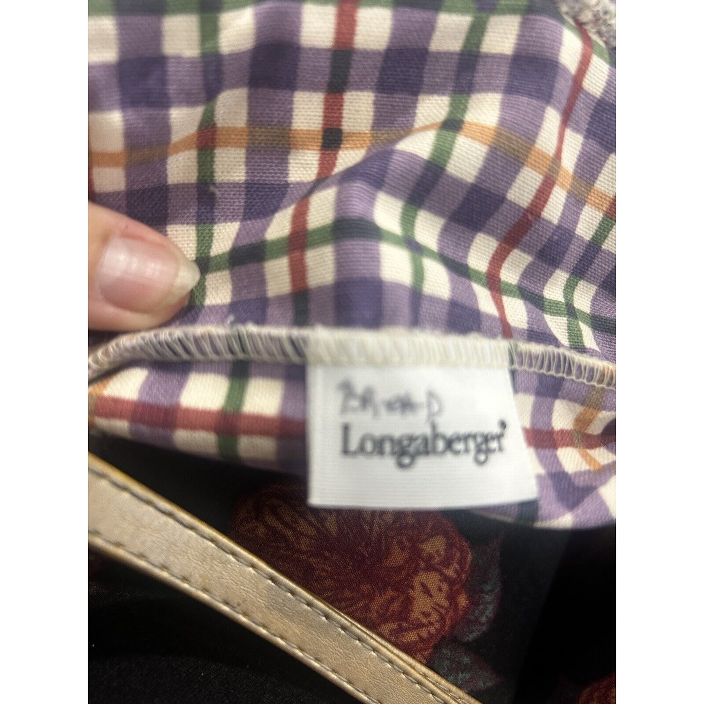 LONGABERGER BREAD BASKET LINER Blueberry Plaid purple HTF