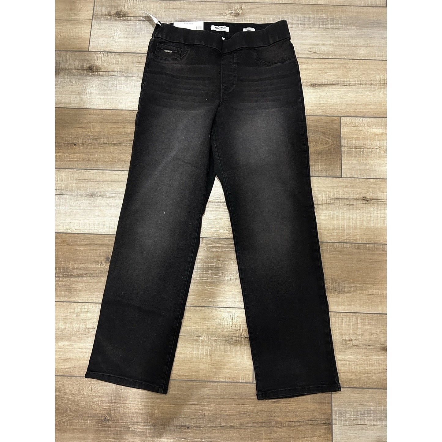 Women's Nine West Black Heidi Pull On Denim Black Jeans Pant Size 12 NEW Stretch