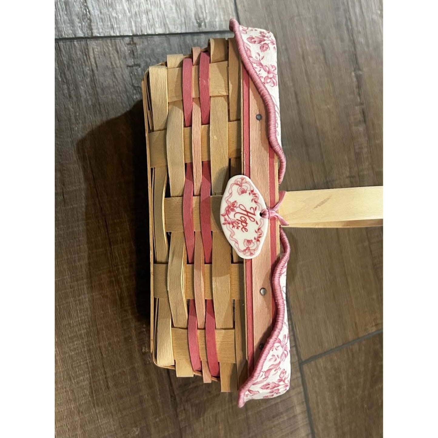 Longaberger Horizon of Hope Basket Whitewash & Pink with lid