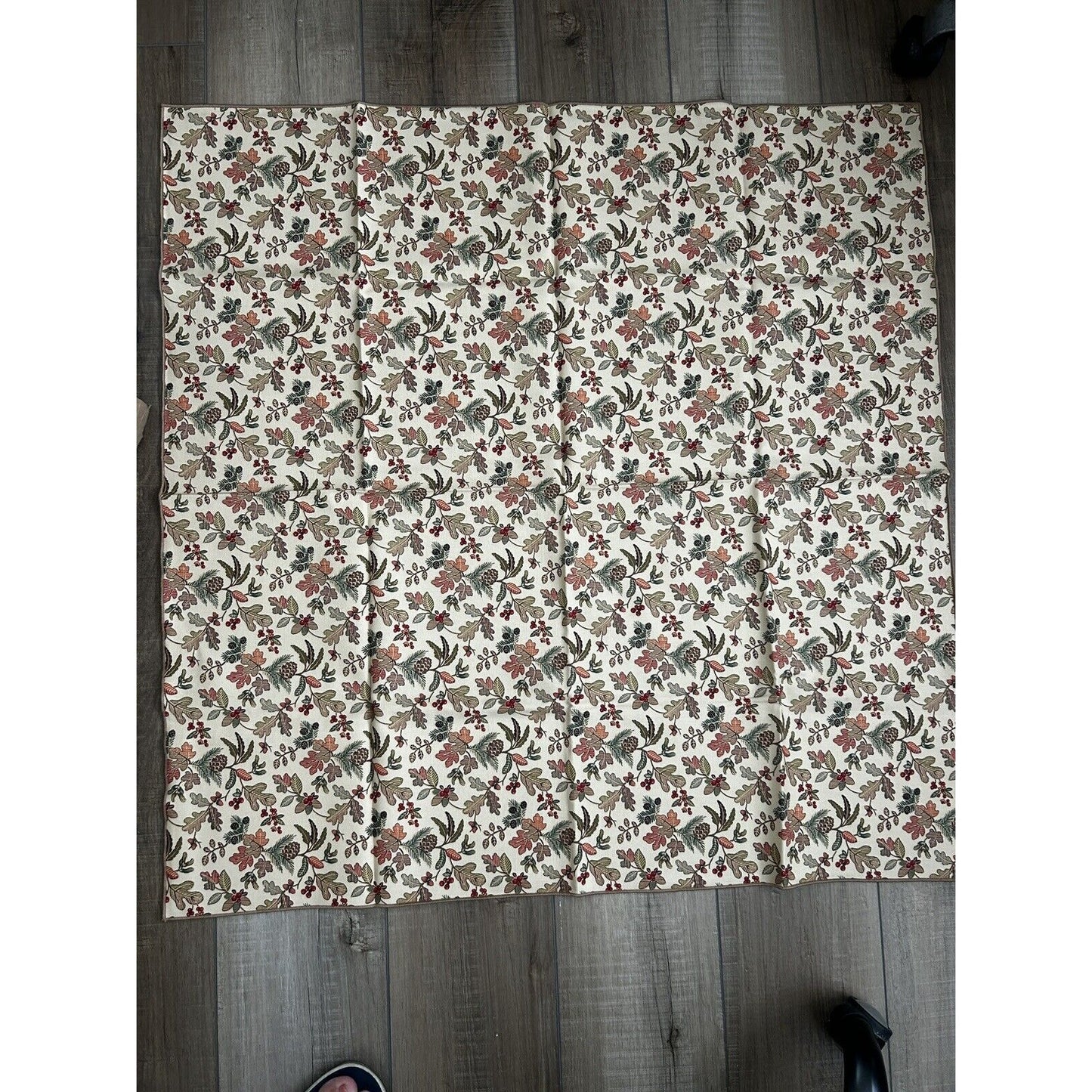 Longaberger Autumn Path 36" Table Fabric Square Fall Decor NEW Oak leaf pinecone