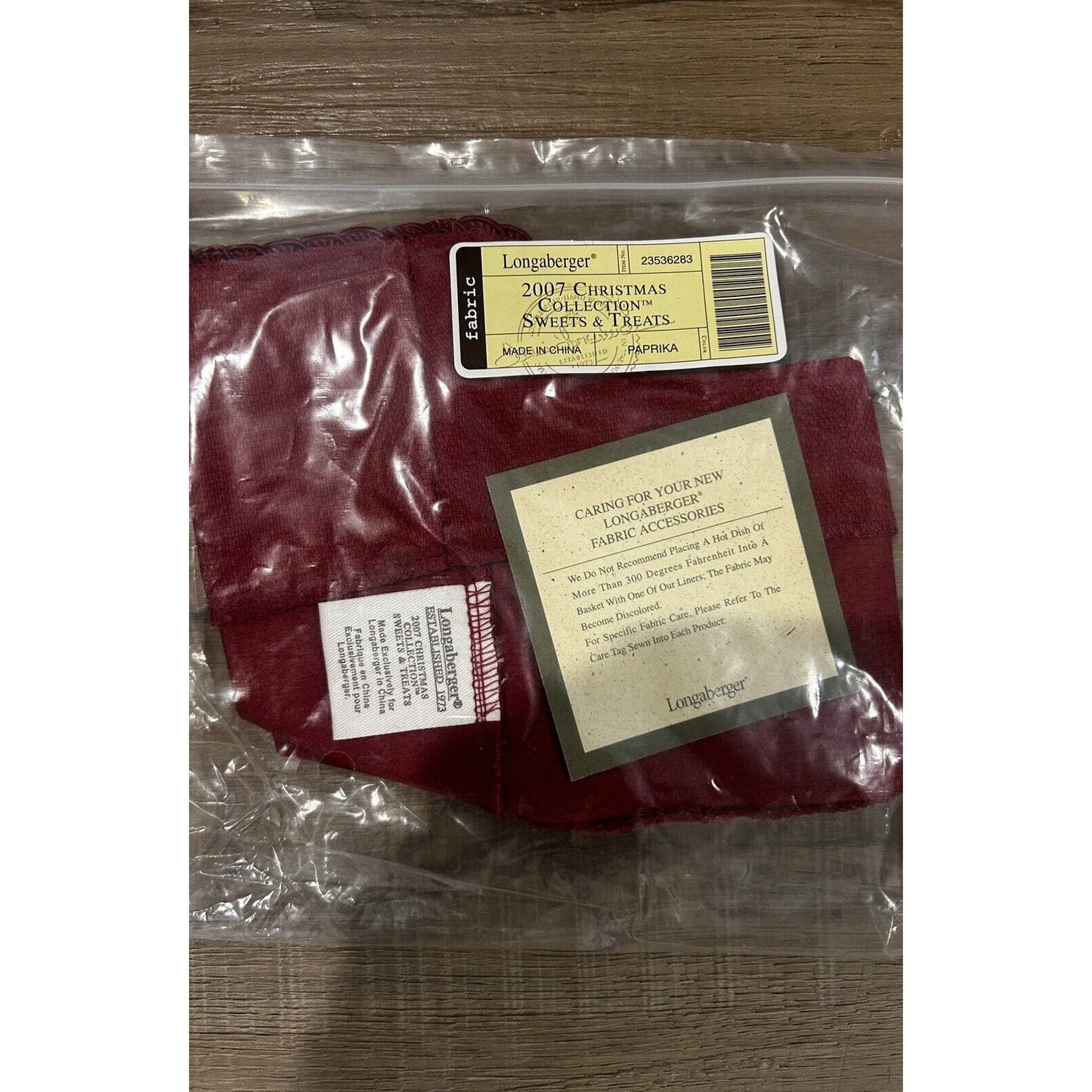 Longaberger Basket Liner 2007 Christmas Sweets & Treats Paprika Red NEW