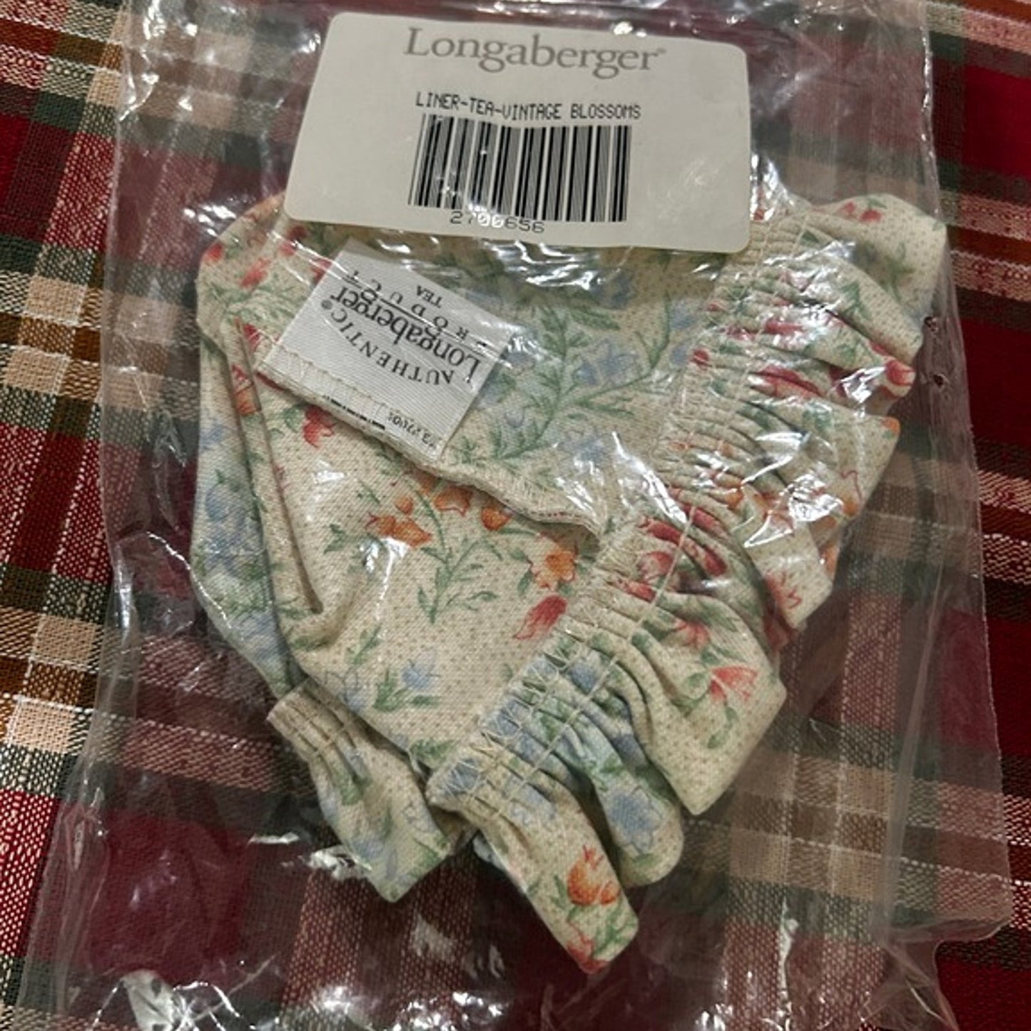 Longaberger Vintage Blossoms TEA Basket Liner NEW floral fabric