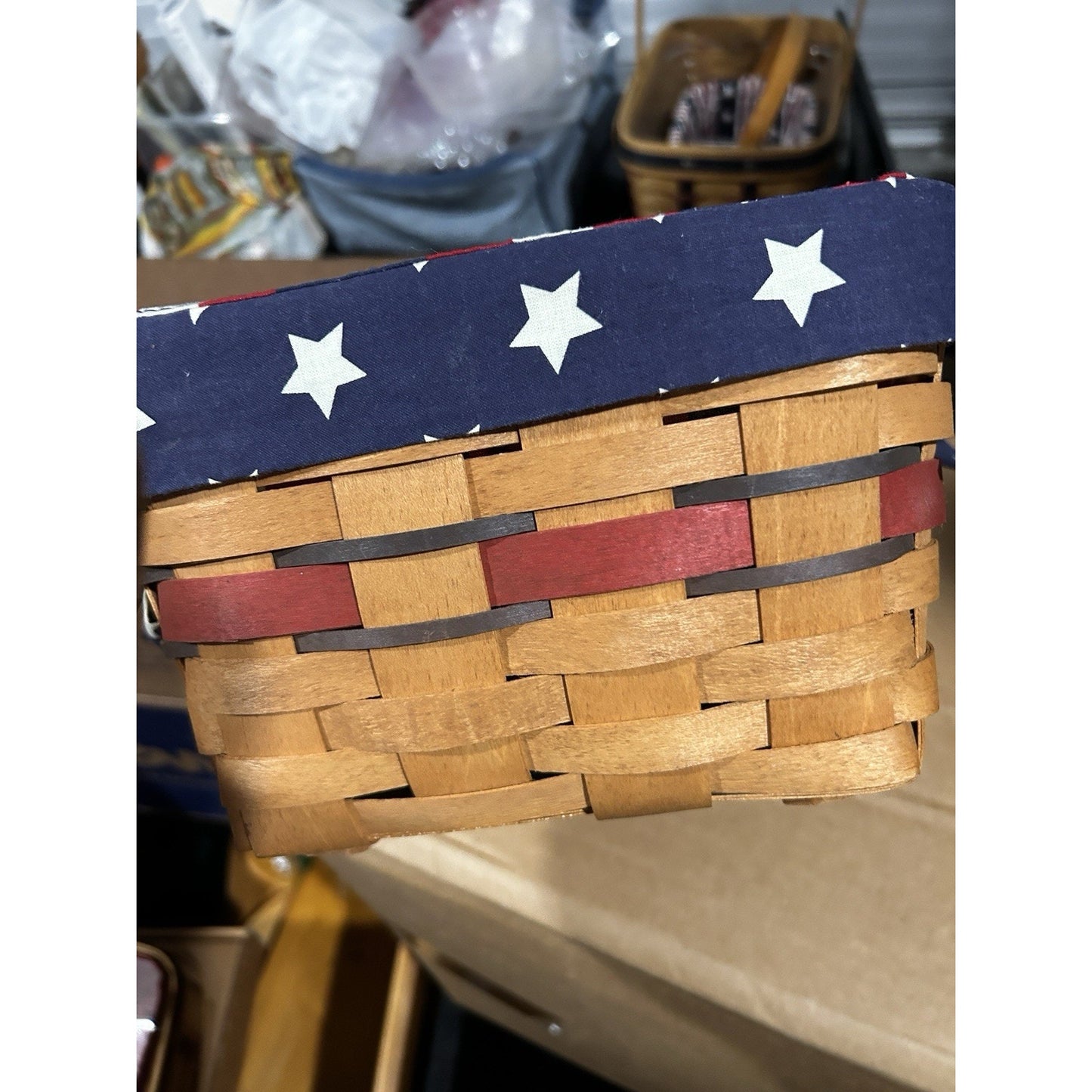 Longaberger 1992 All American Small Market Basket Stars & Stripes Liner Divider