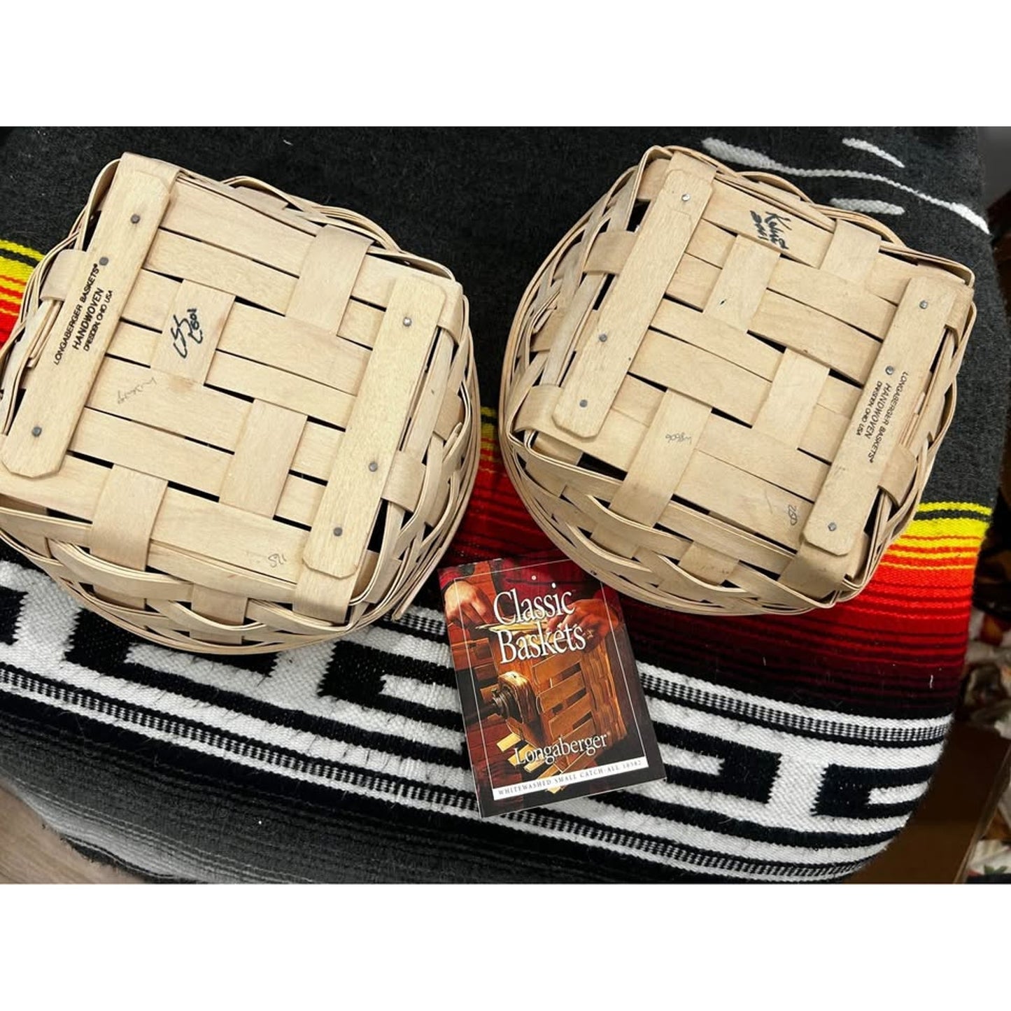 Longaberger Whitewashed Small catch all Baskets
