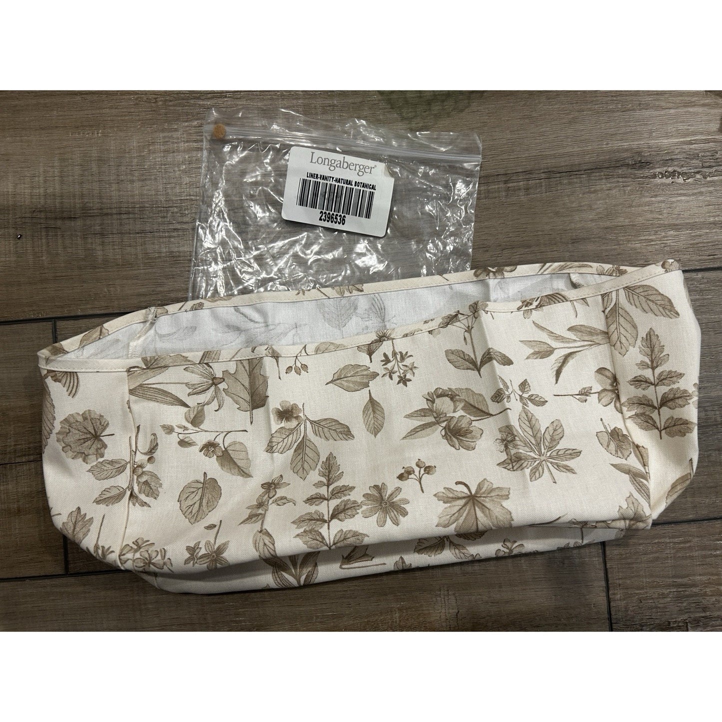 Longaberger Vanity Basket Liner Natural Botanical Fields NEW very rare!