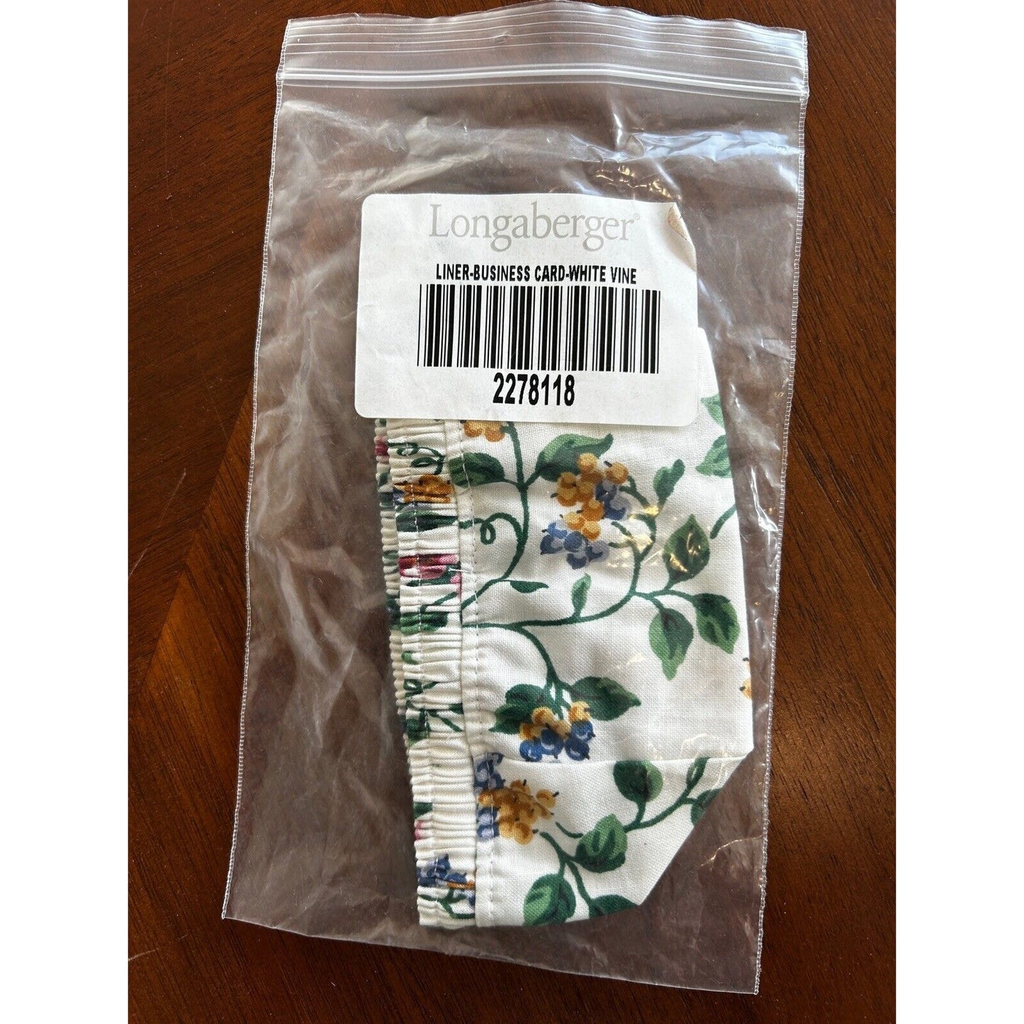 Longaberger Business Card Basket Liner NEW White Vine Floral