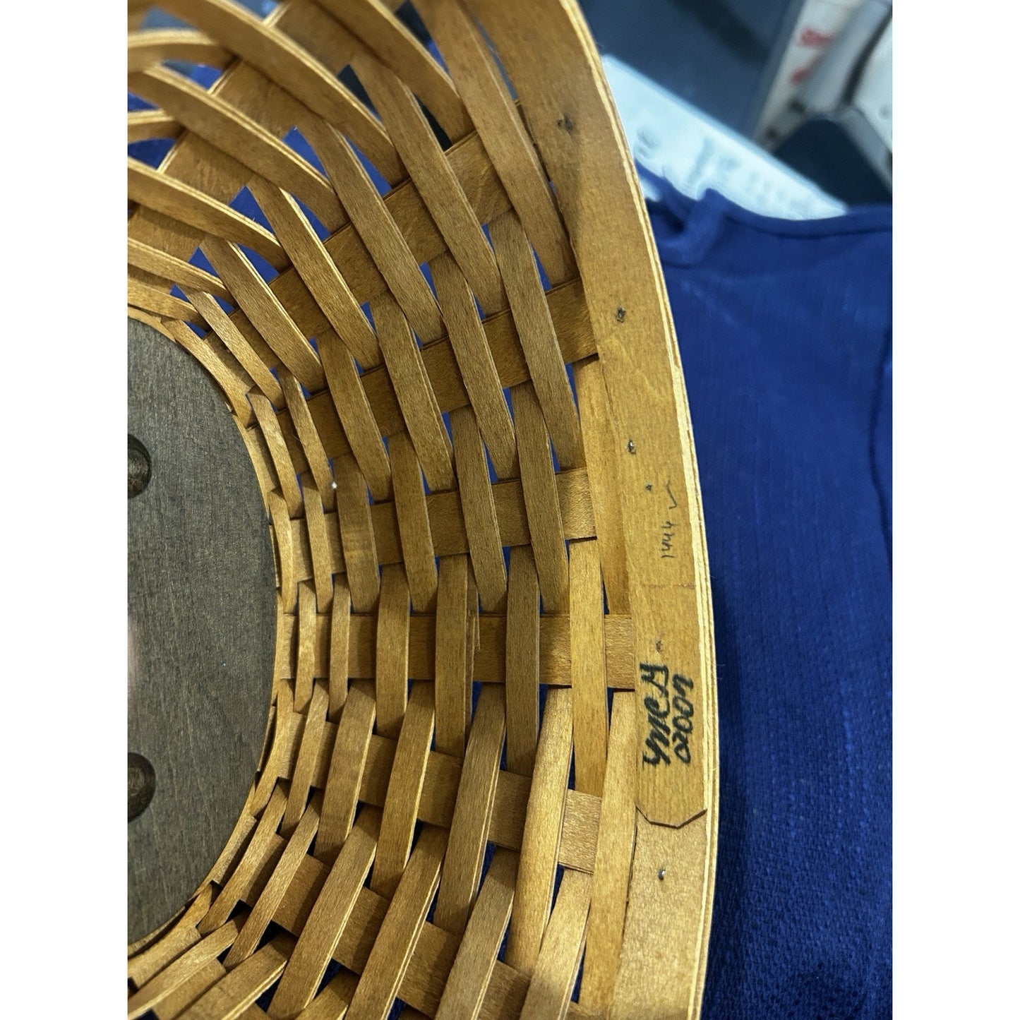 Longaberger 2007 Small Oval Bowl Basket & Protector Set Warm Brown Stain