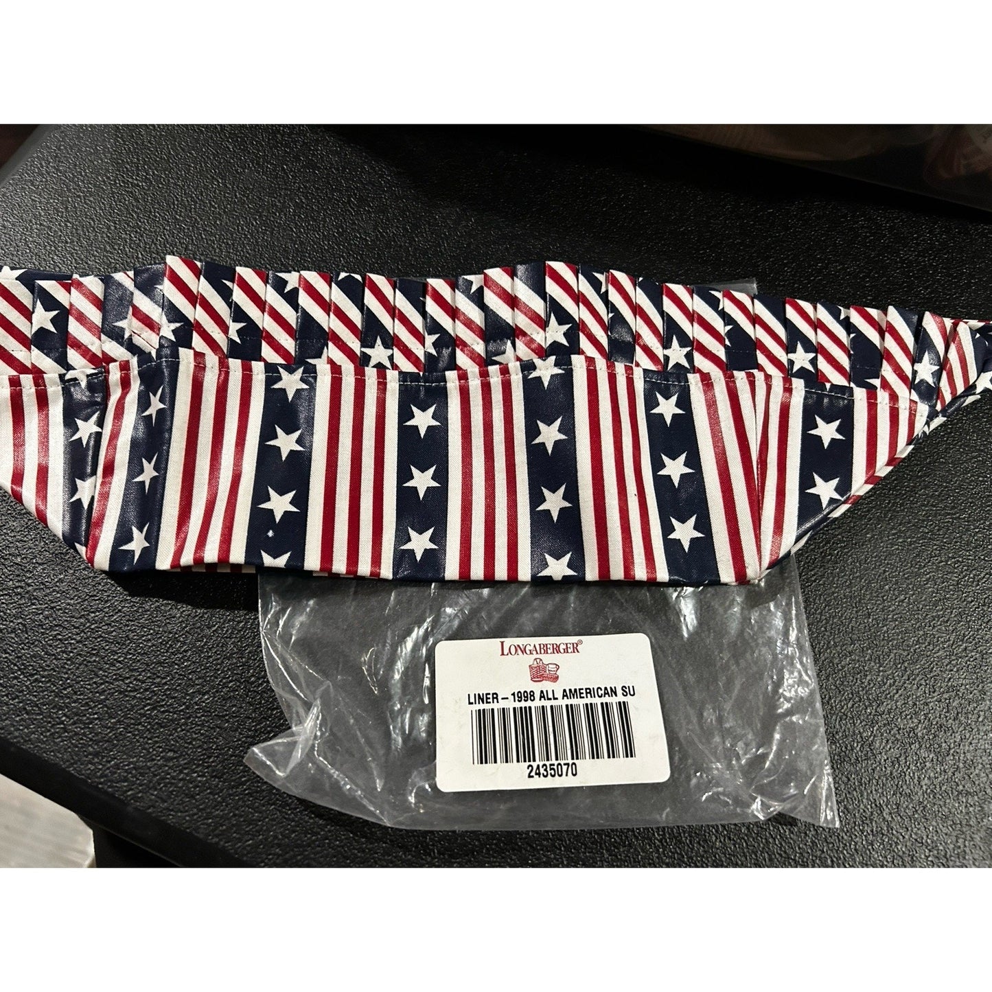 Longaberger All American Pie Basket Liner Stars & Stripes Fabric Patriotic SU