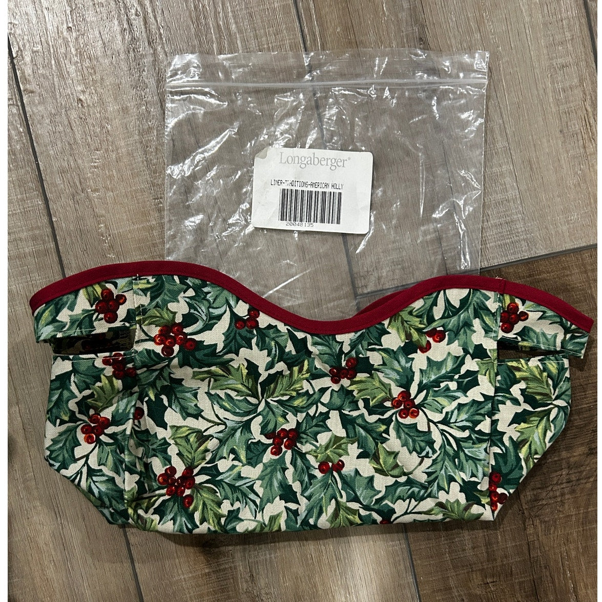 Longaberger TRADTIONS Basket Liner American Holly Fabric NEW Christmas