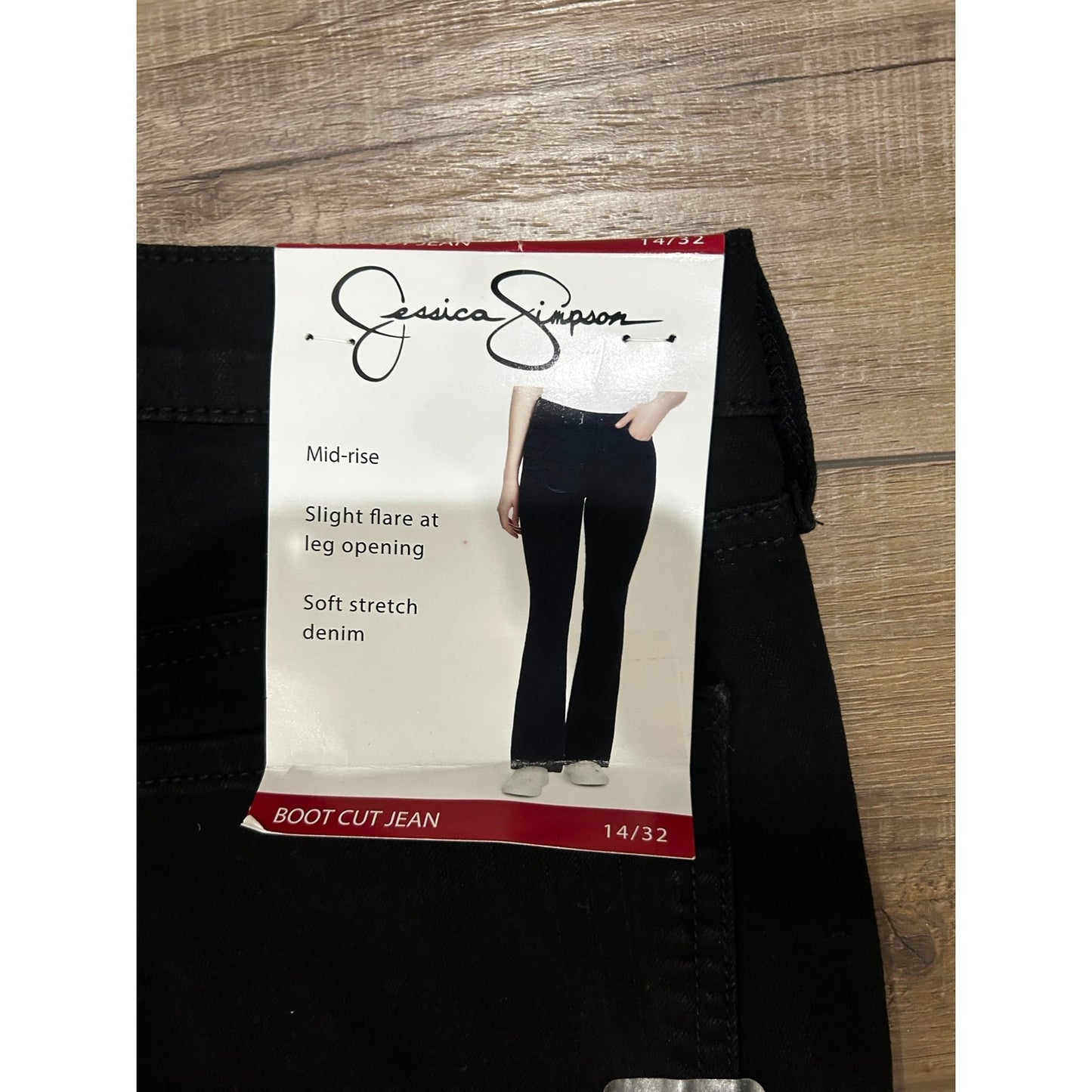Jessica Simpson Ladies Bootcut Jean Women’s Size 14 / 32 Black NEW Stretch