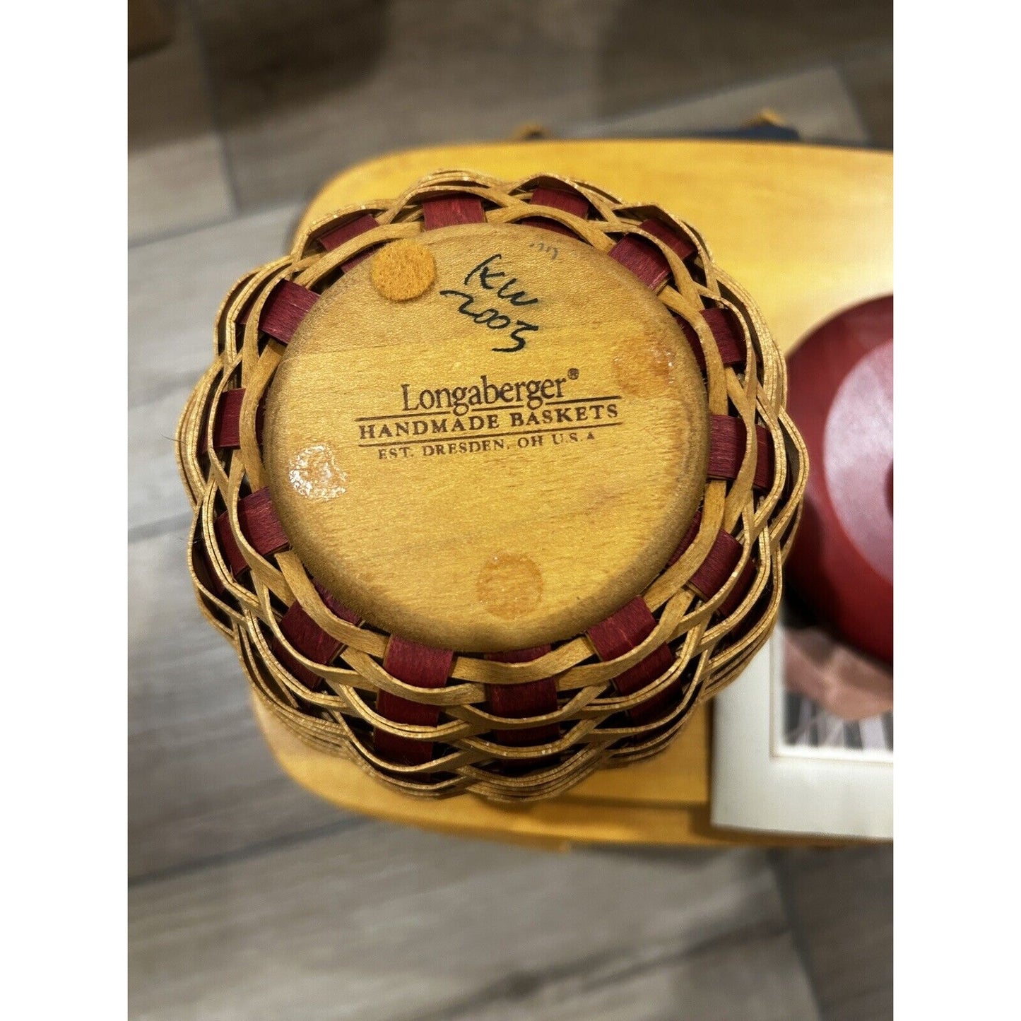 Longaberger Small Strawberry Basket Set Red Lid & protector