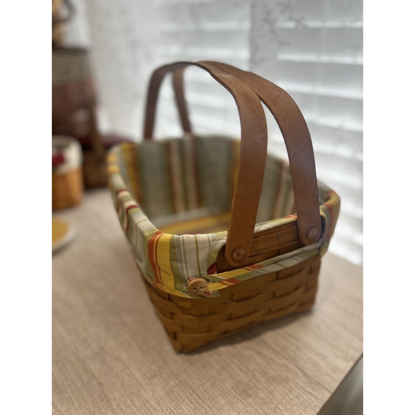 Longaberger Lunchbox Basket Sunflower stripe liner & Protector Lunch box