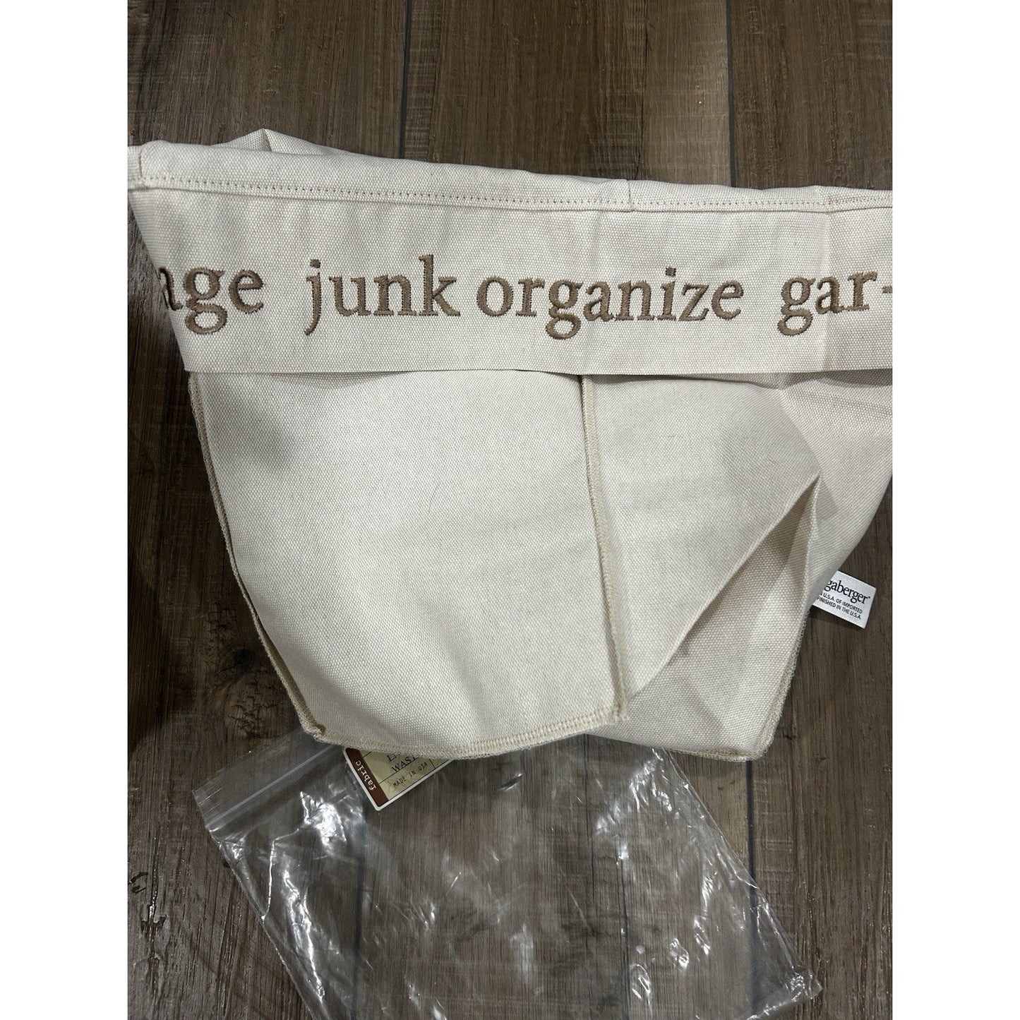 Longaberger Liner for Small Square Waste Basket Flax Embroidered Fabric NEW