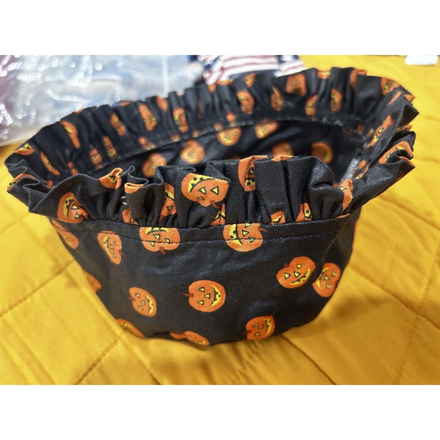 Longaberger Boo Pumpkin Button Basket LINER ONLY black orange jack o lantern